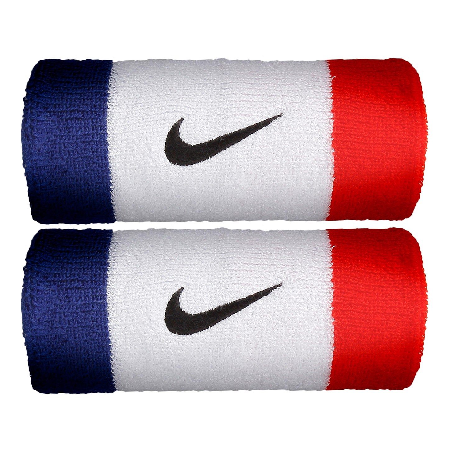 Nike Swoosh Doublewide Wristband 2 Pack Unisex - white, blue Nike Swoosh Doublewide Wristband 2 Pack Unisex - white, blue