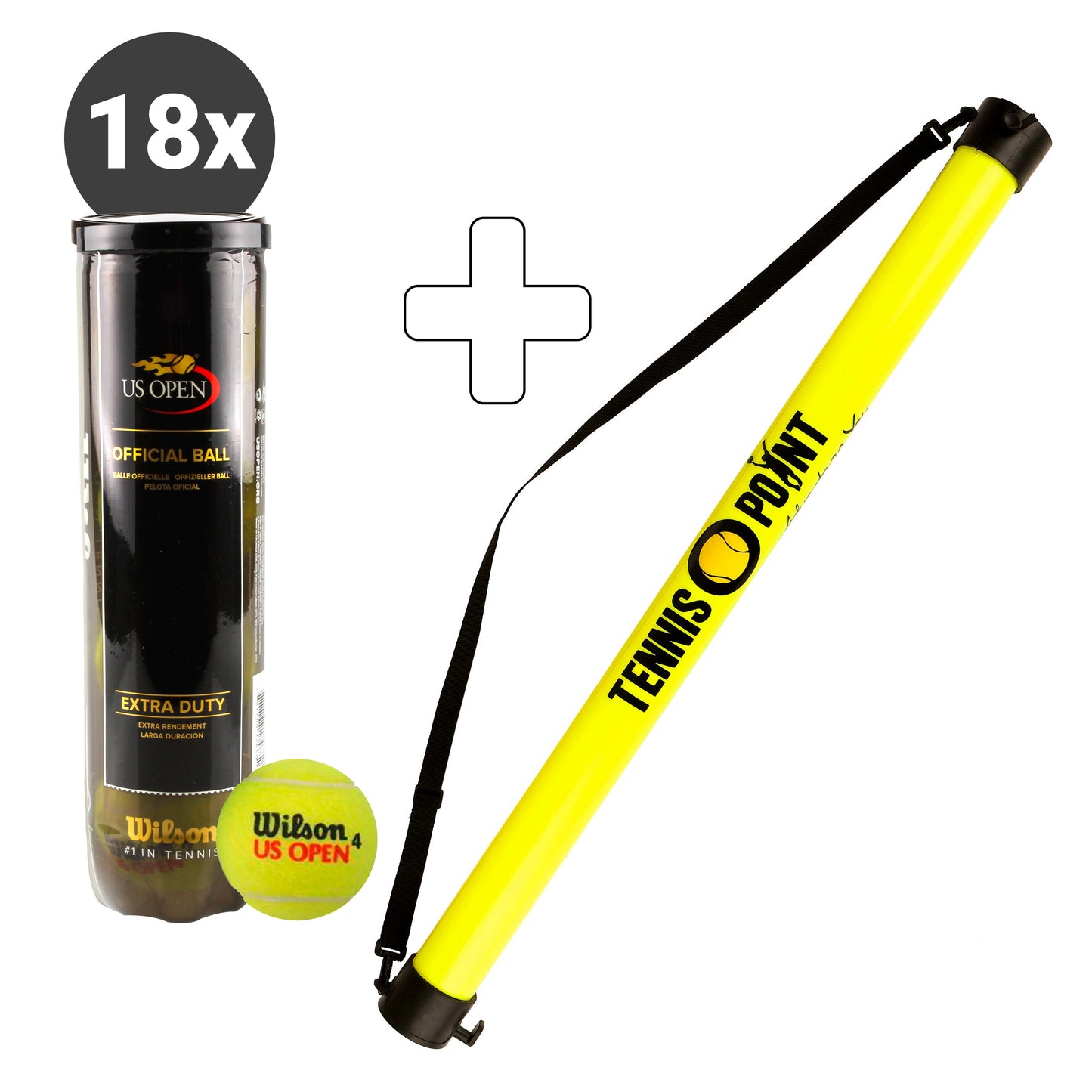 Wilson 18x 4 Ball Tube US Open plus ball tube Wilson 18x 4 Ball Tube US Open plus ball tube