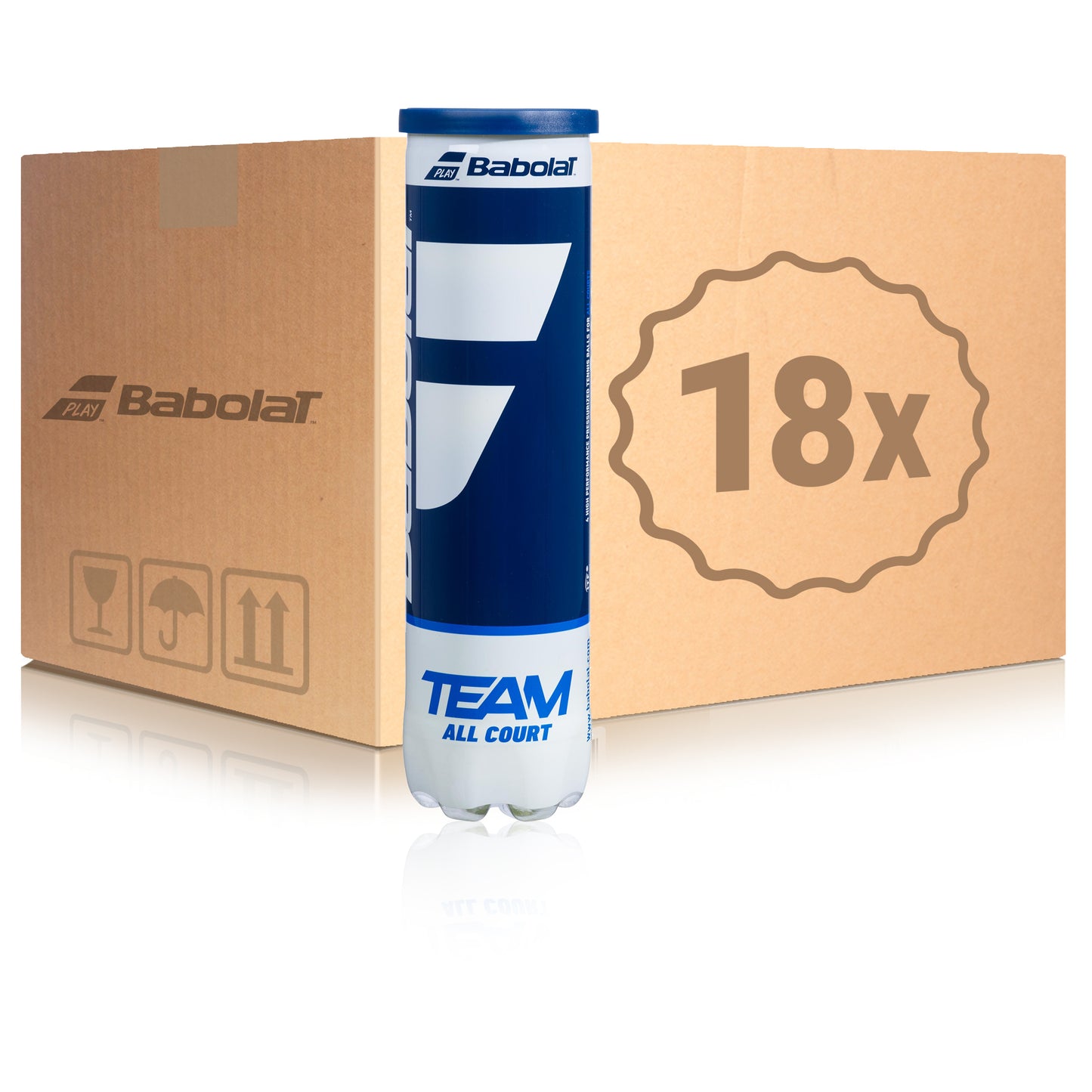 Babolat 18x 4 Ball Tube Team All Court in a box Babolat 18x 4 Ball Tube Team All Court in a box