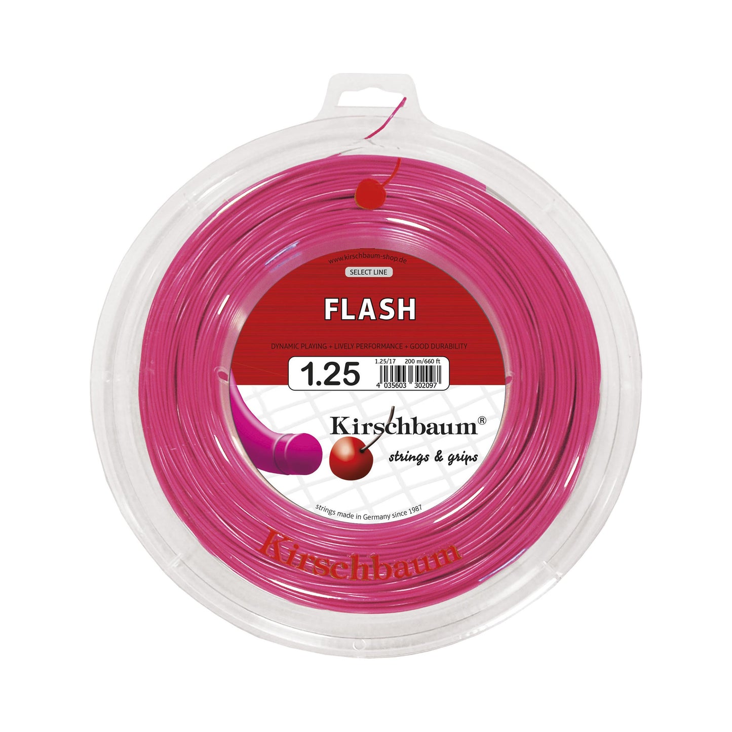 Kirschbaum Flash String Reel 200m-Pink Kirschbaum Flash String Reel 200m-Pink