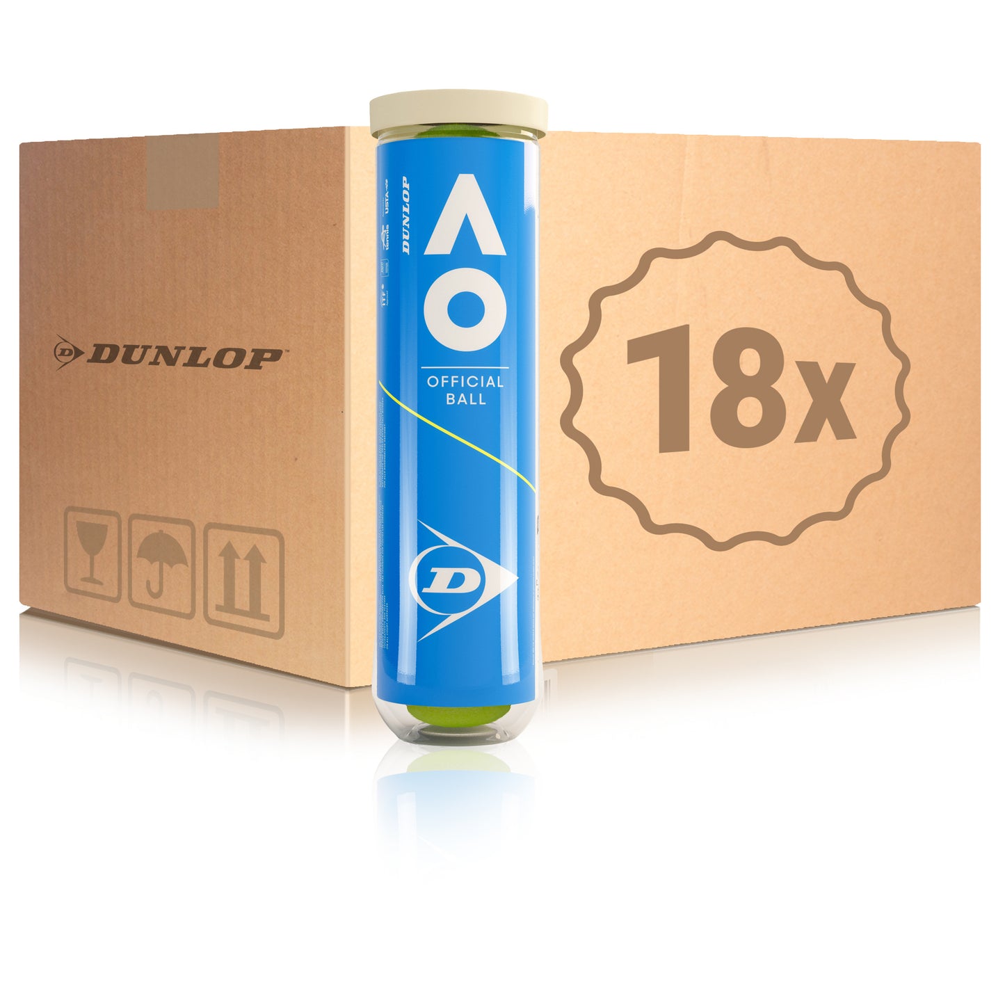 Dunlop 18x 4 Ball Tube Australian Open Dunlop 18x 4 Ball Tube Australian Open