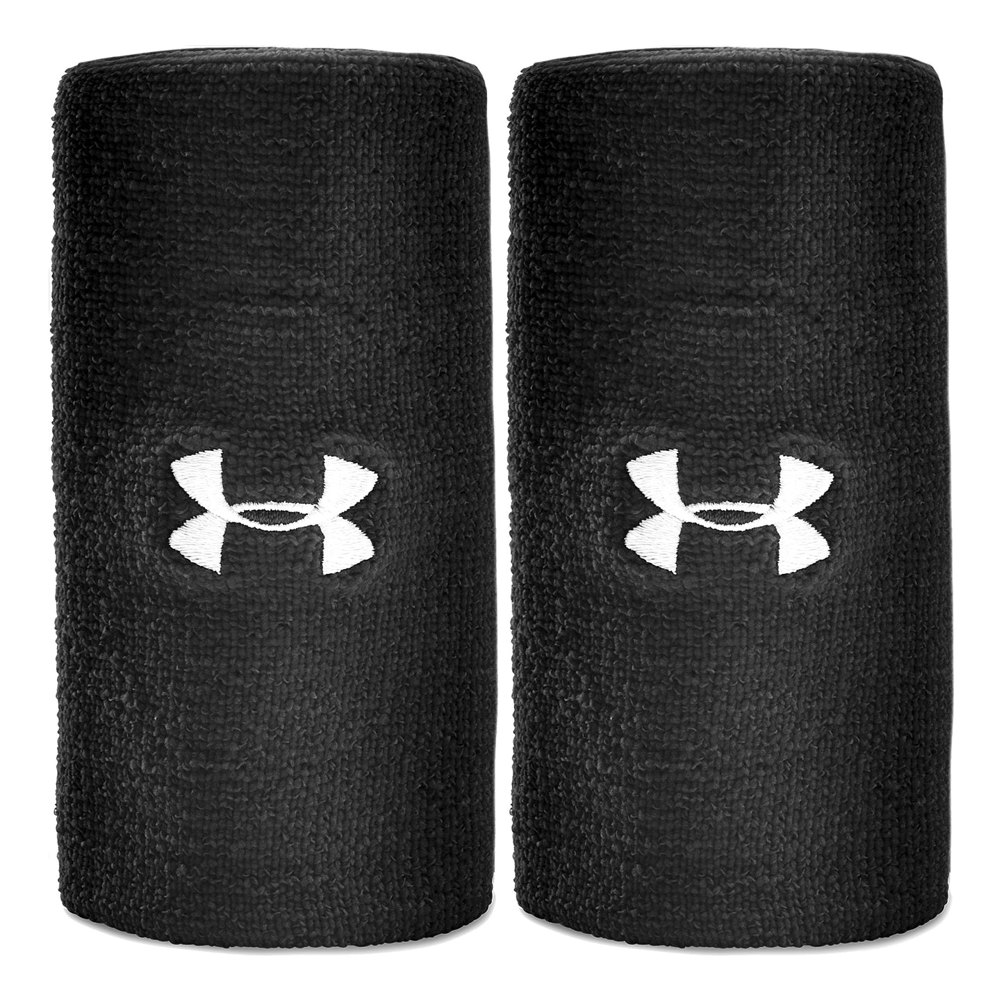 Under Armour Performance Wristband 2 Pack long - black, white Under Armour Performance Wristband 2 Pack long - black, white