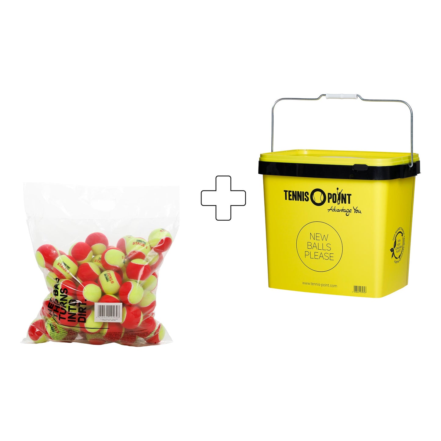 Tennis-Point 60 Pack TP Stage 3 plus ball bucket Tennis-Point 60 Pack TP Stage 3 plus ball bucket