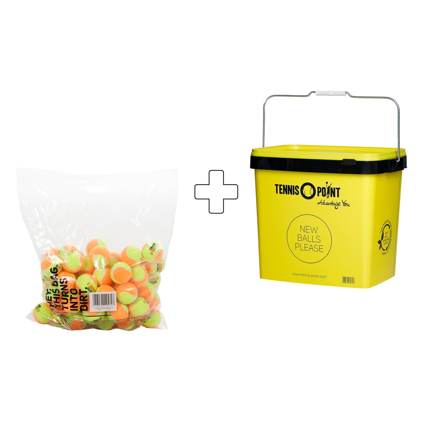 Tennis-Point 60 Pack TP Stage 2 plus ball bucket Tennis-Point 60 Pack TP Stage 2 plus ball bucket