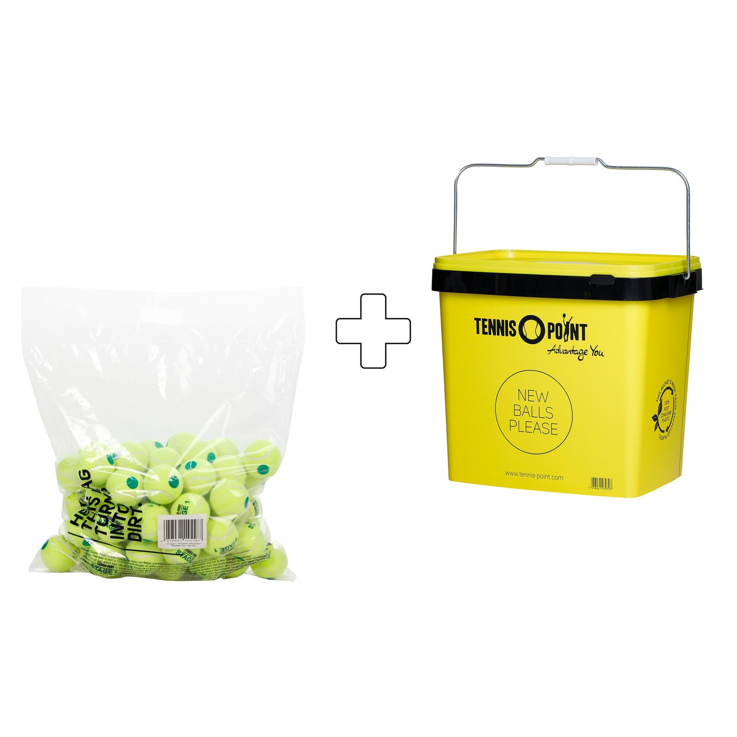 Tennis-Point 60 Pack TP Stage 1 plus ball bucket Tennis-Point 60 Pack TP Stage 1 plus ball bucket