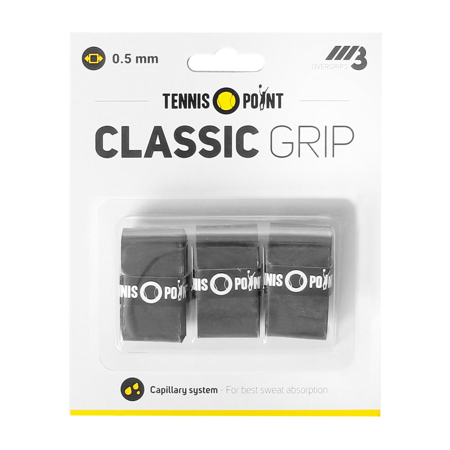 Tennis-Point Classic Grip 3 Pack - black Tennis-Point Classic Grip 3 Pack - black