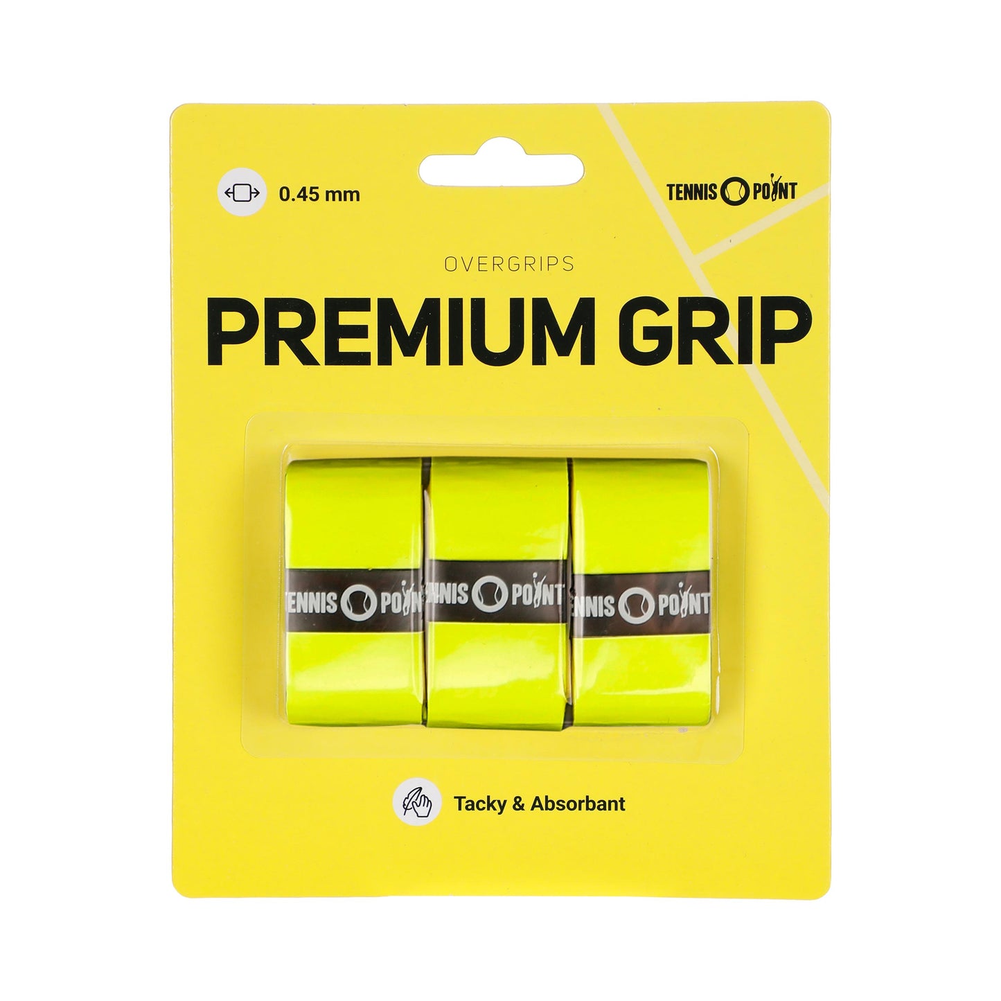 Tennis-Point Premium Grip 3 Pack-Yellow Tennis-Point Premium Grip 3 Pack-Yellow