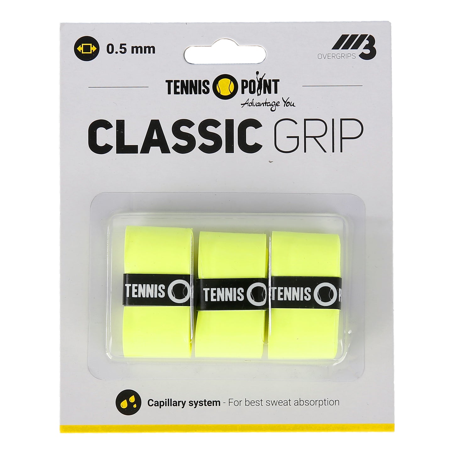 Tennis-Point Classic Grip 3 Pack - yellow Tennis-Point Classic Grip 3 Pack - yellow
