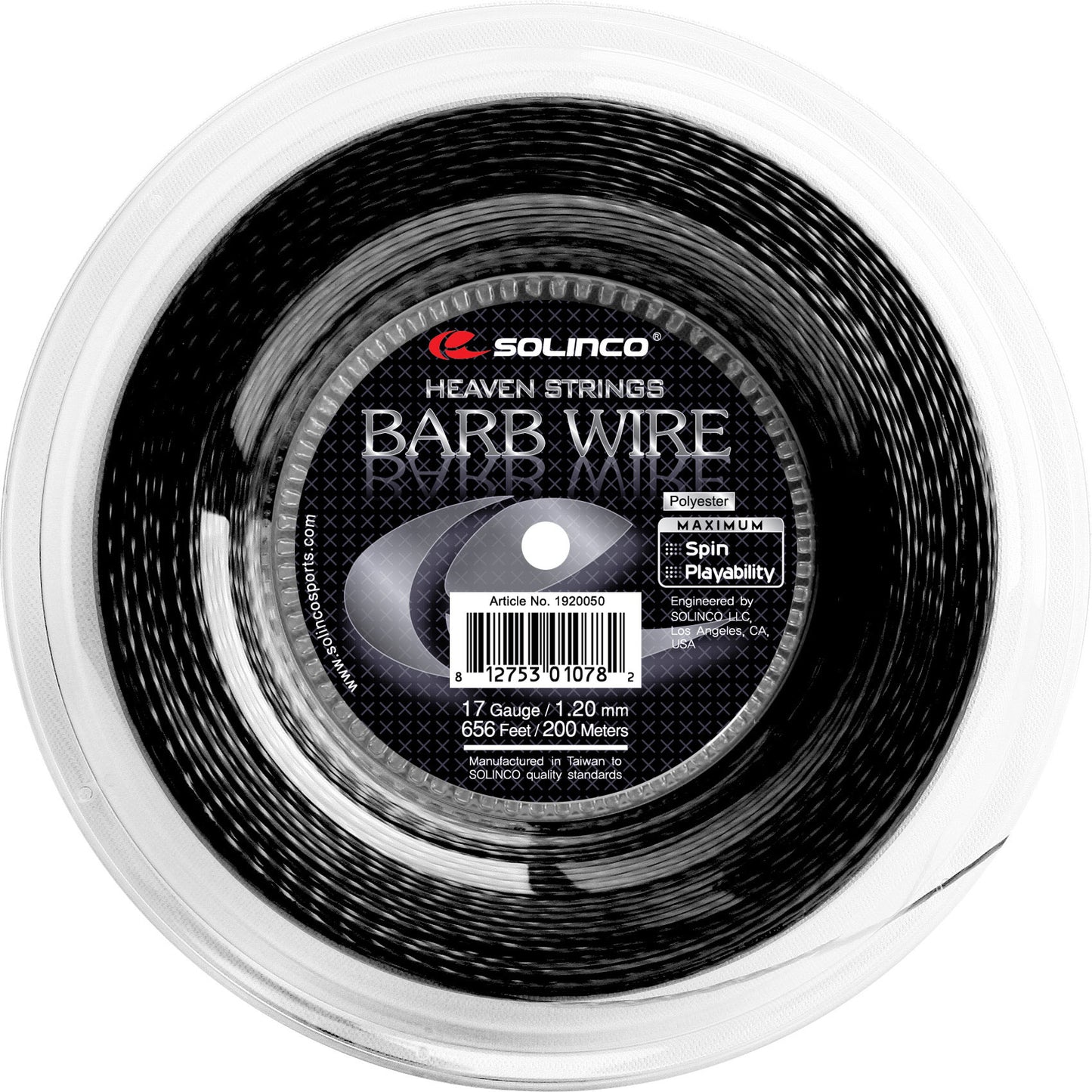 Solinco Barb Wire String Reel 200m-Black Solinco Barb Wire String Reel 200m-Black