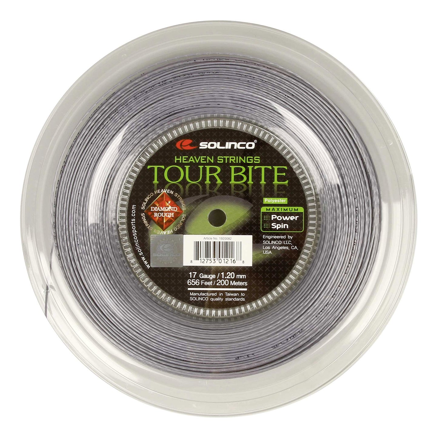 Solinco Tour Bite Diamond Rough String Reel 200m-Silver Solinco Tour Bite Diamond Rough String Reel 200m-Silver