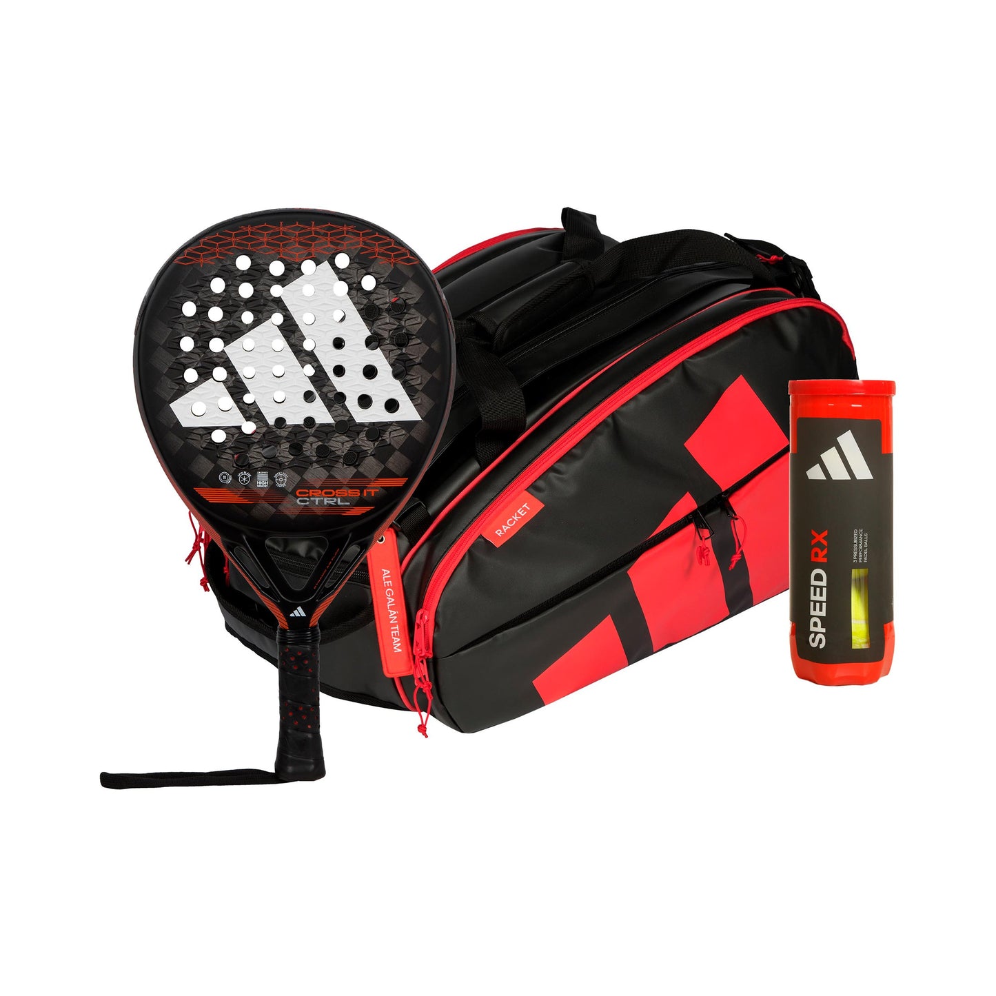 adidas 3 Pack Cross It Ctrl plus racket bag, plus ball can adidas 3 Pack Cross It Ctrl plus racket bag, plus ball can