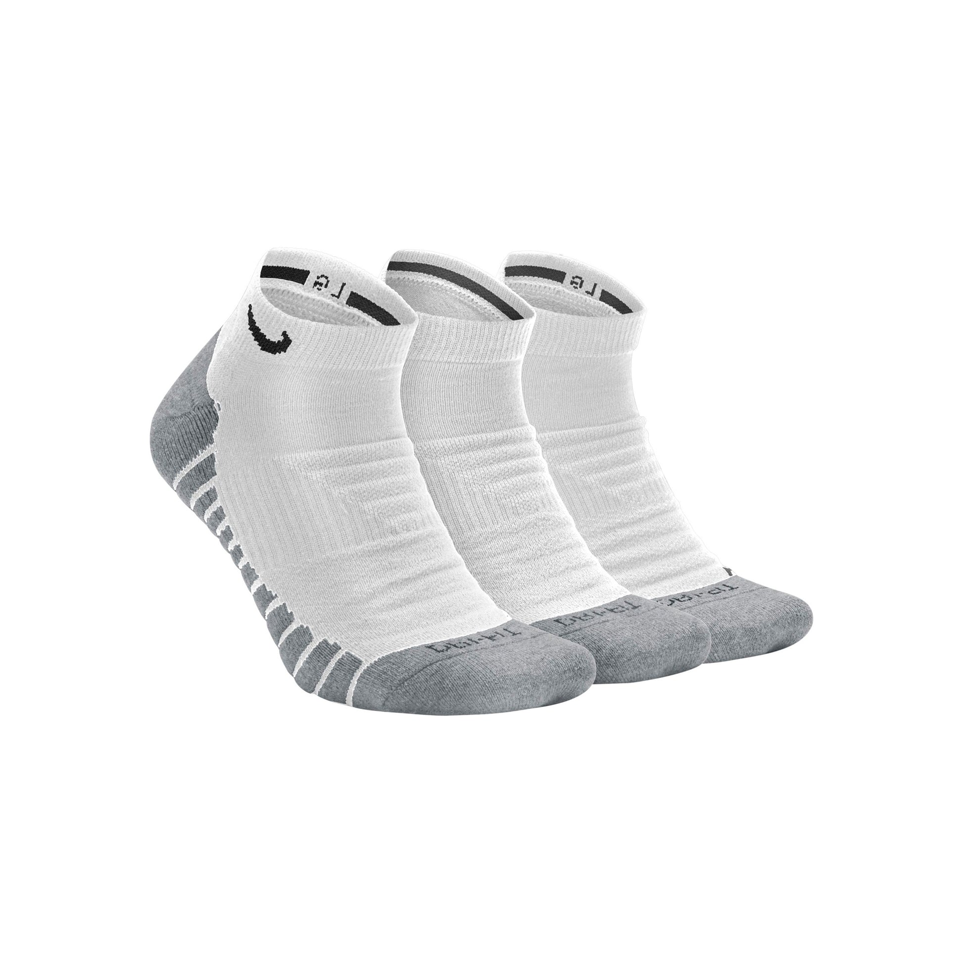 Nike Everyday Max Cushion No-Show Tennis Socks 3 Pack Unisex - white, grey