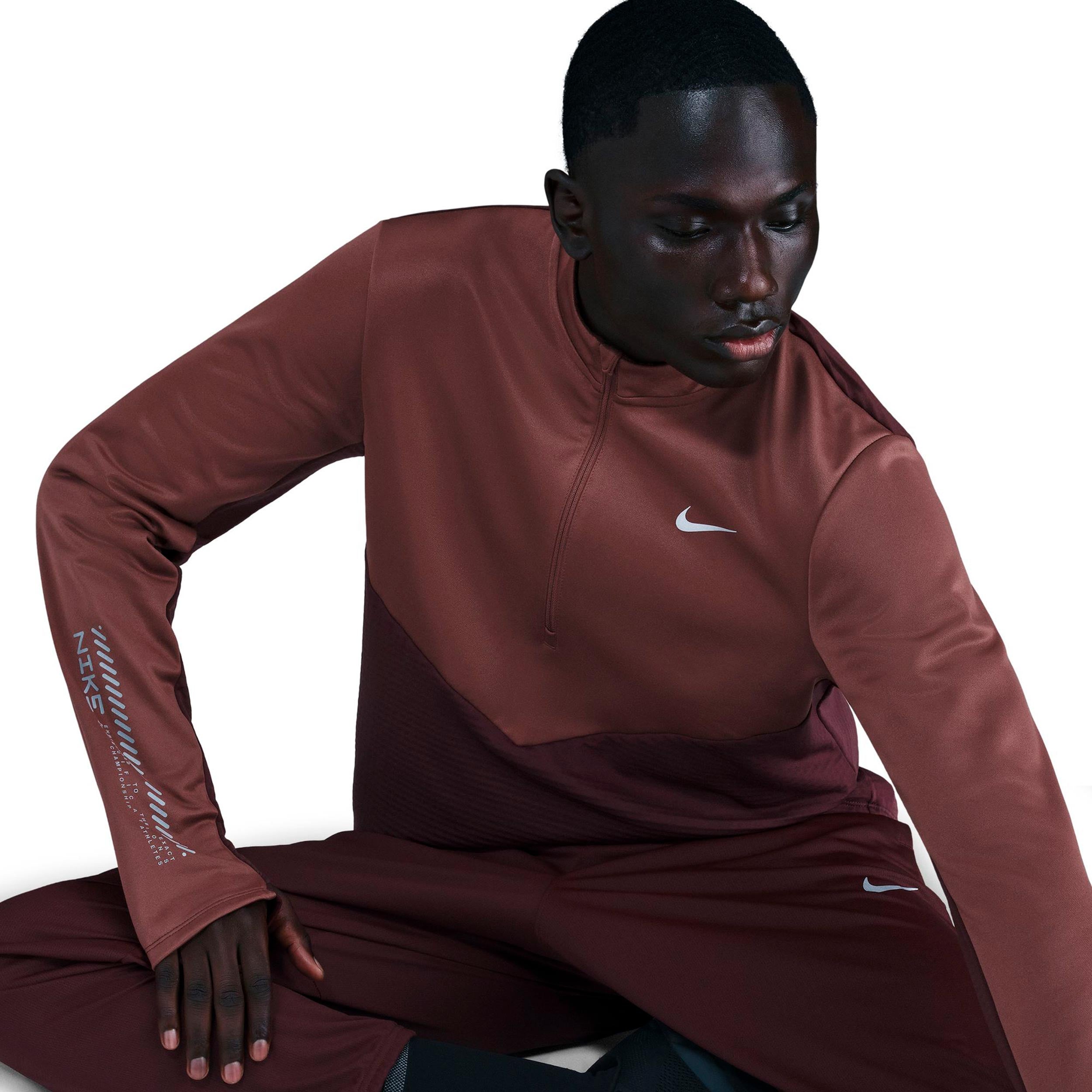 Pacer Winterized Half-Zip Running shirt Men - dark red, bronze
