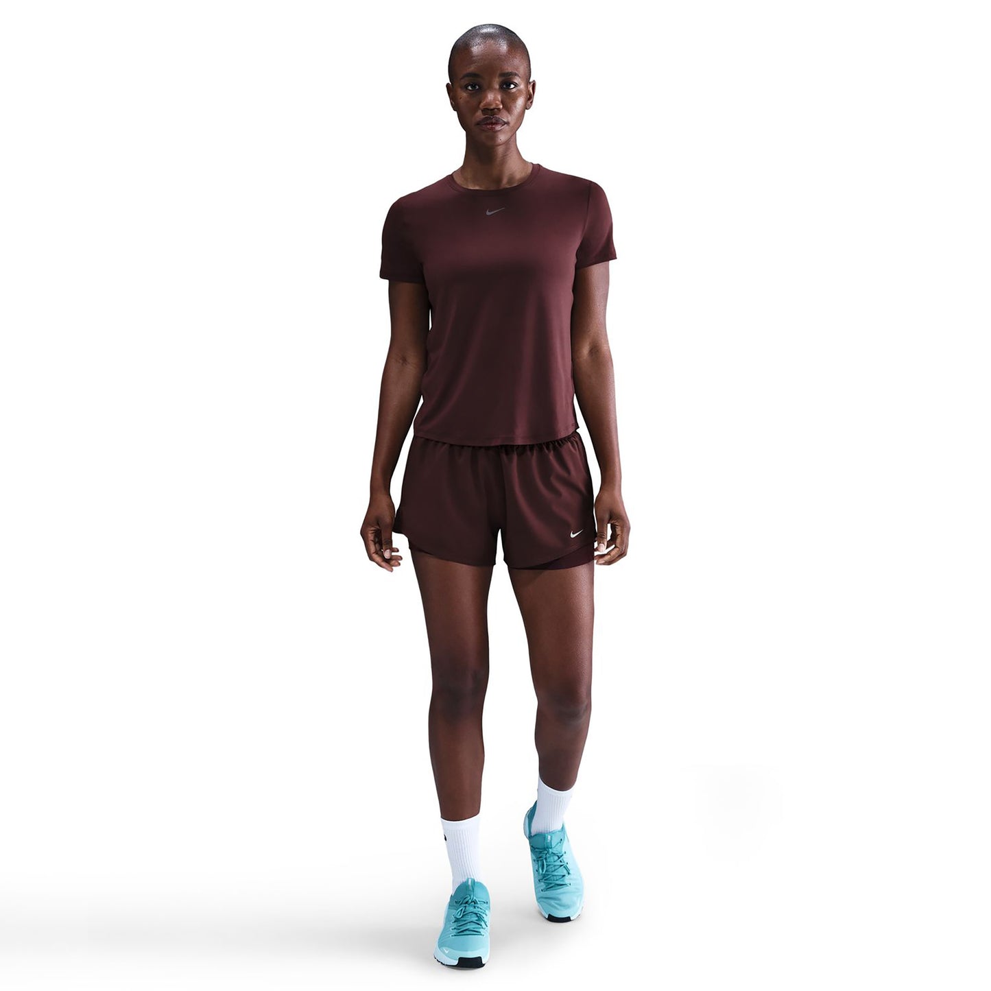 Nike Dri-Fit One Mid Rise 2in1 3in Shorts Women - dark red, silver