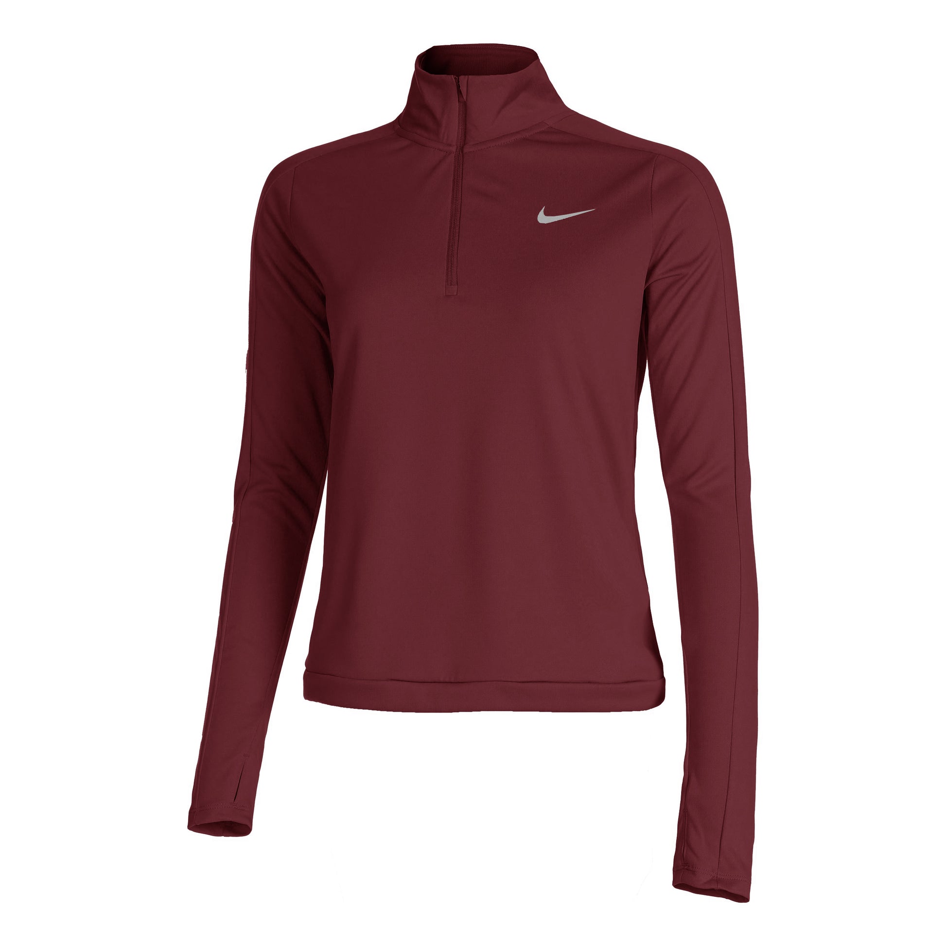 Nike Dri-Fit Pacer 1/4-Zip Long sleeve Women - dark red, silver