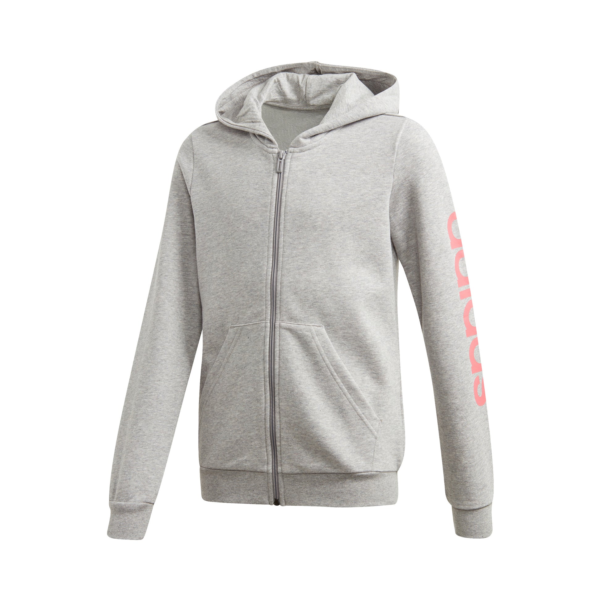adidas Linear Zip Hoodie Girls - lightgrey, coral