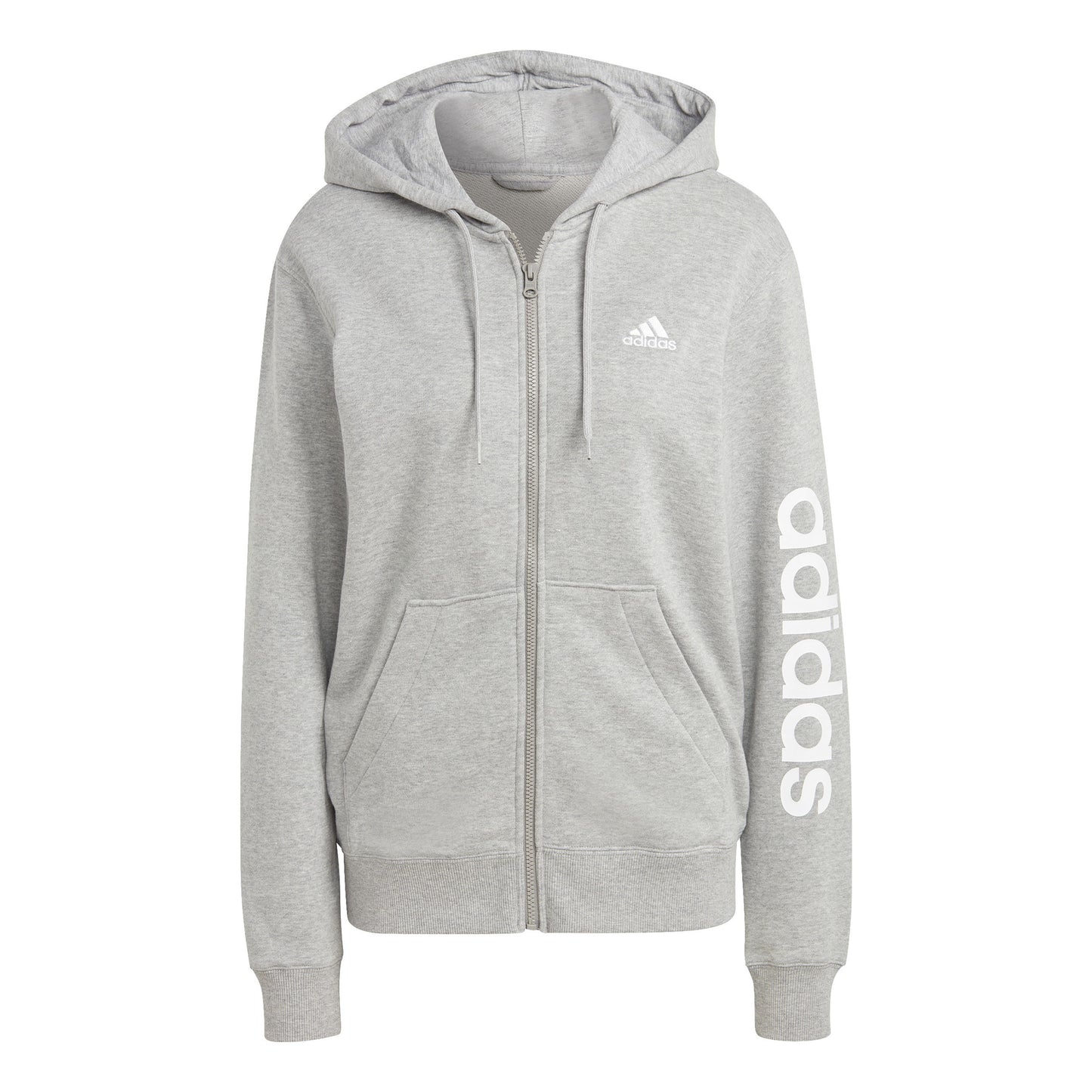 adidas Linear French terry Full Zip Zip Hoodie Women - lightgrey, white