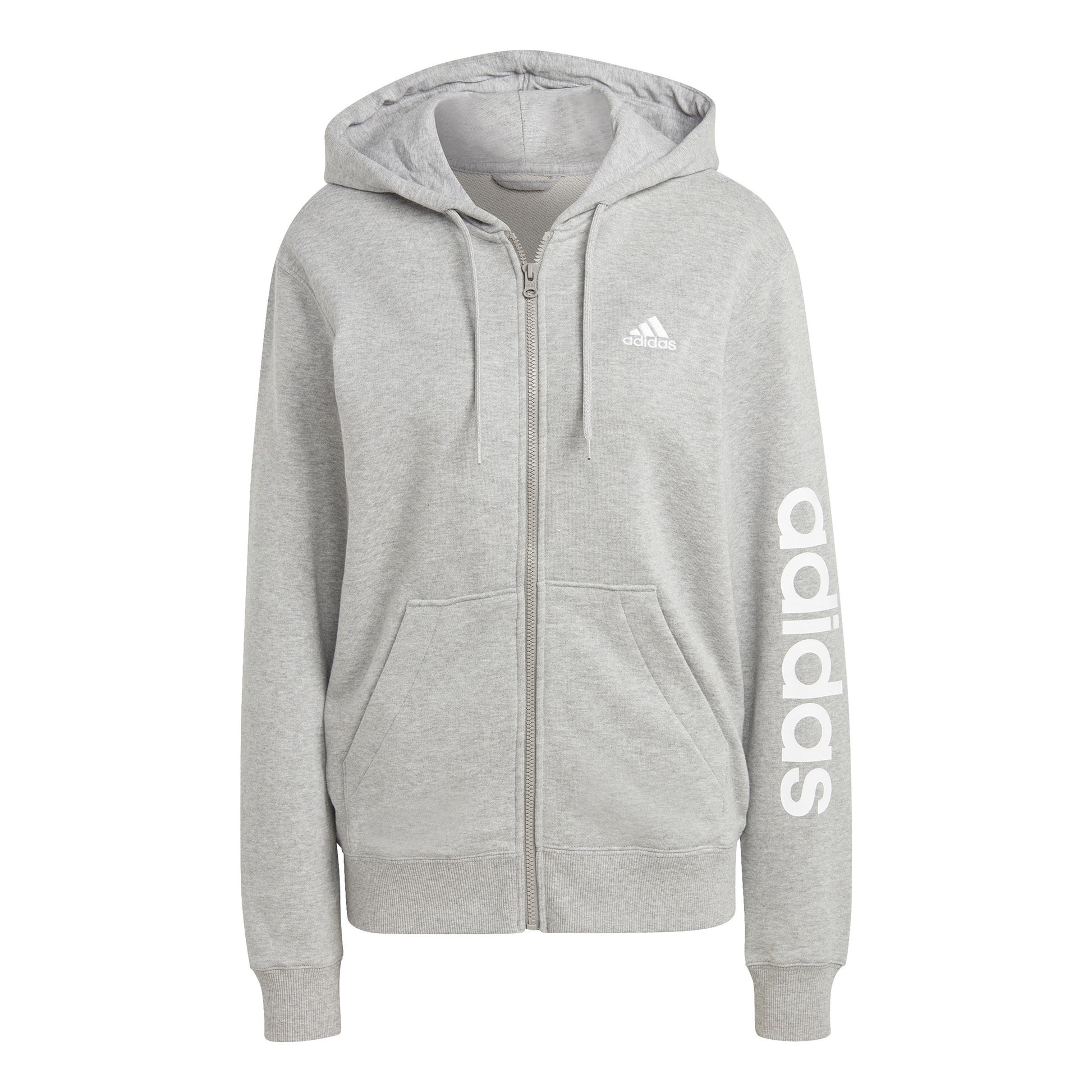 adidas Linear French terry Full Zip Zip Hoodie Women - lightgrey, white