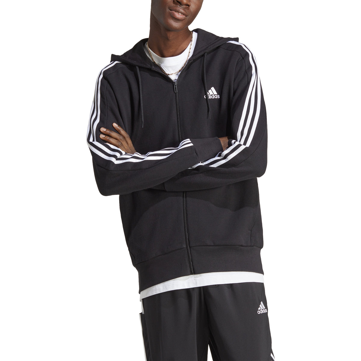 adidas 3Stripes Zip Hoodie Men - black, white