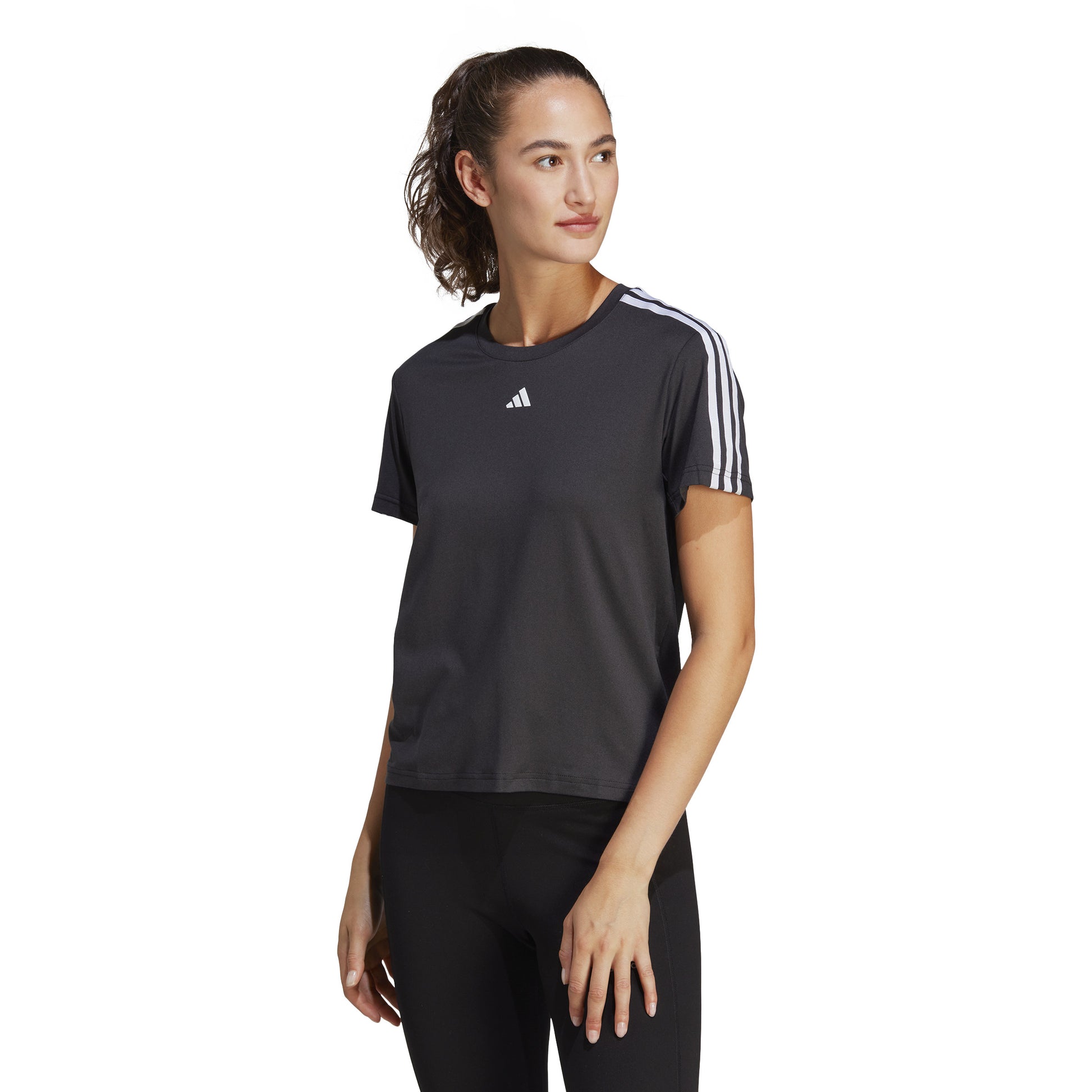 adidas Training Essential 3Stripes T-Shirt Women-Black,White