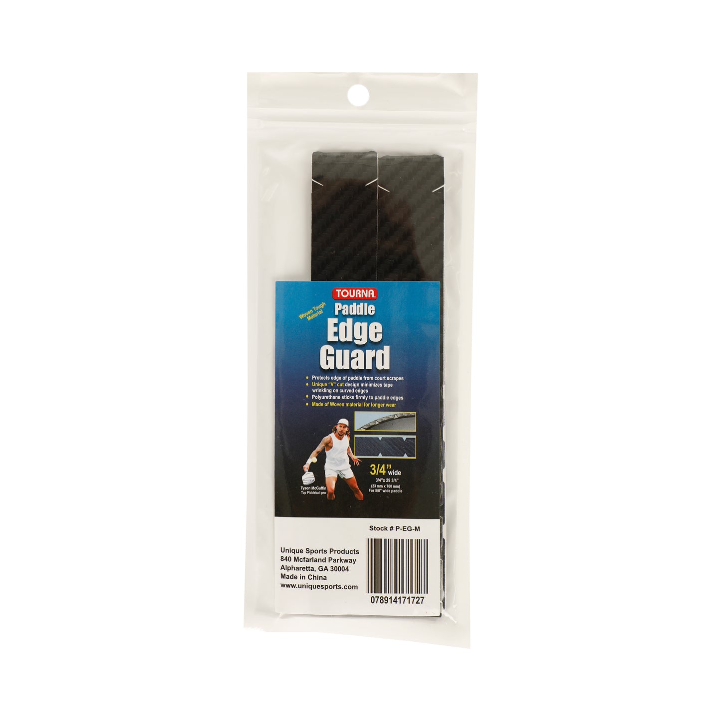 Tourna Padel Edge Guard Wooven 16mm Pickleball Frame Protection Tape-Black