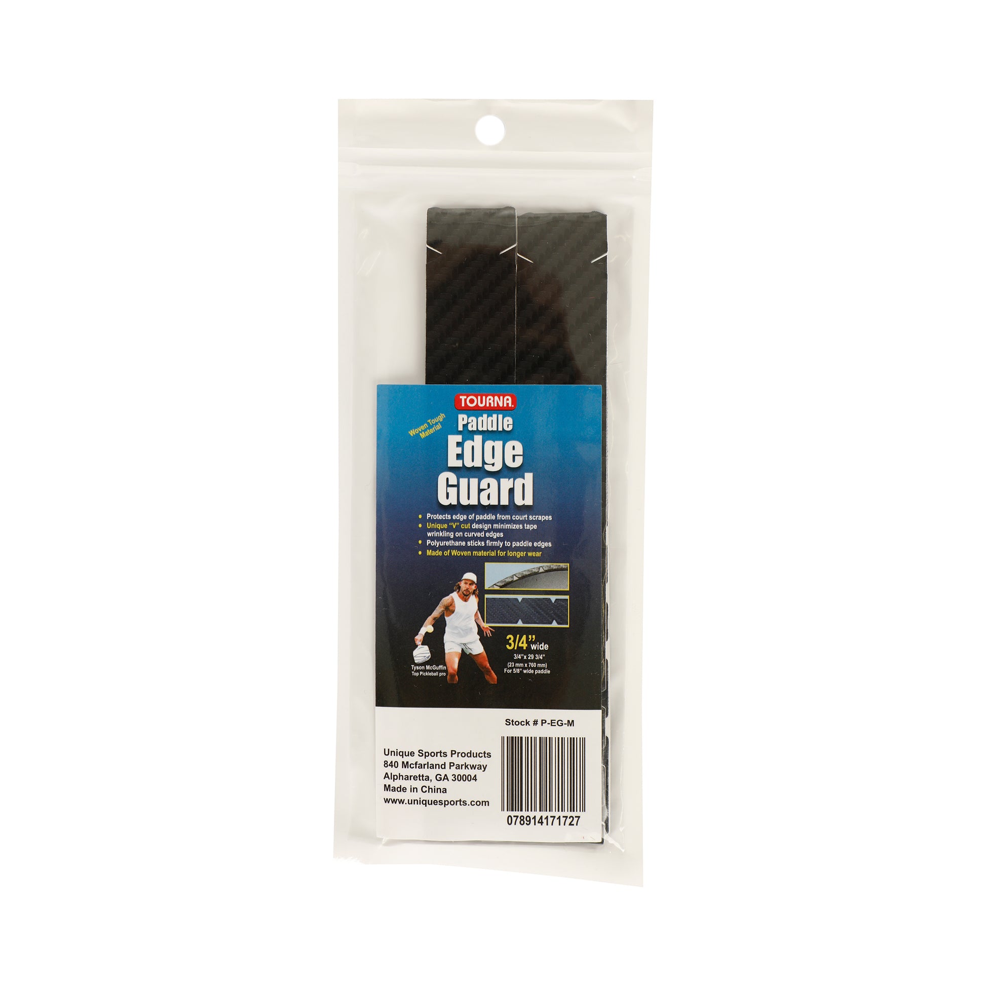 Tourna Padel Edge Guard Wooven 16mm Pickleball Frame Protection Tape-Black