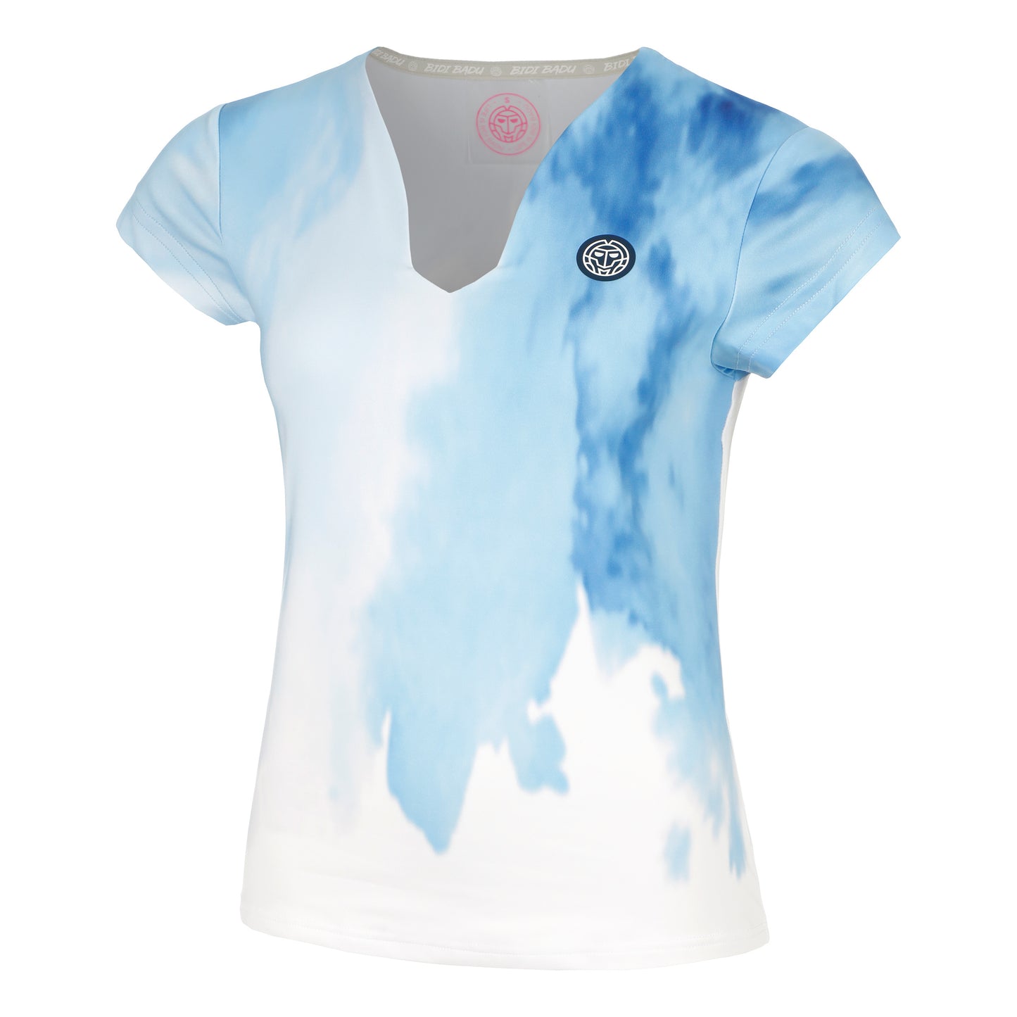 BIDI BADU Watercolour V-Neck T-Shirt Women-White,Blue