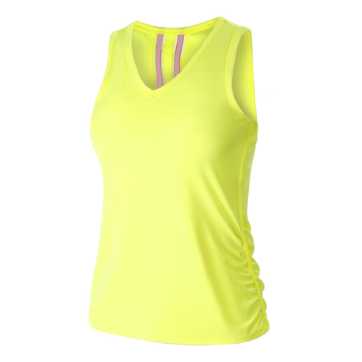 Lucky in Love V-Neck Ruche Tank top Women - neon yellow,