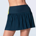 Racer Rib Pleated Skirt Women - dark blue, yellow