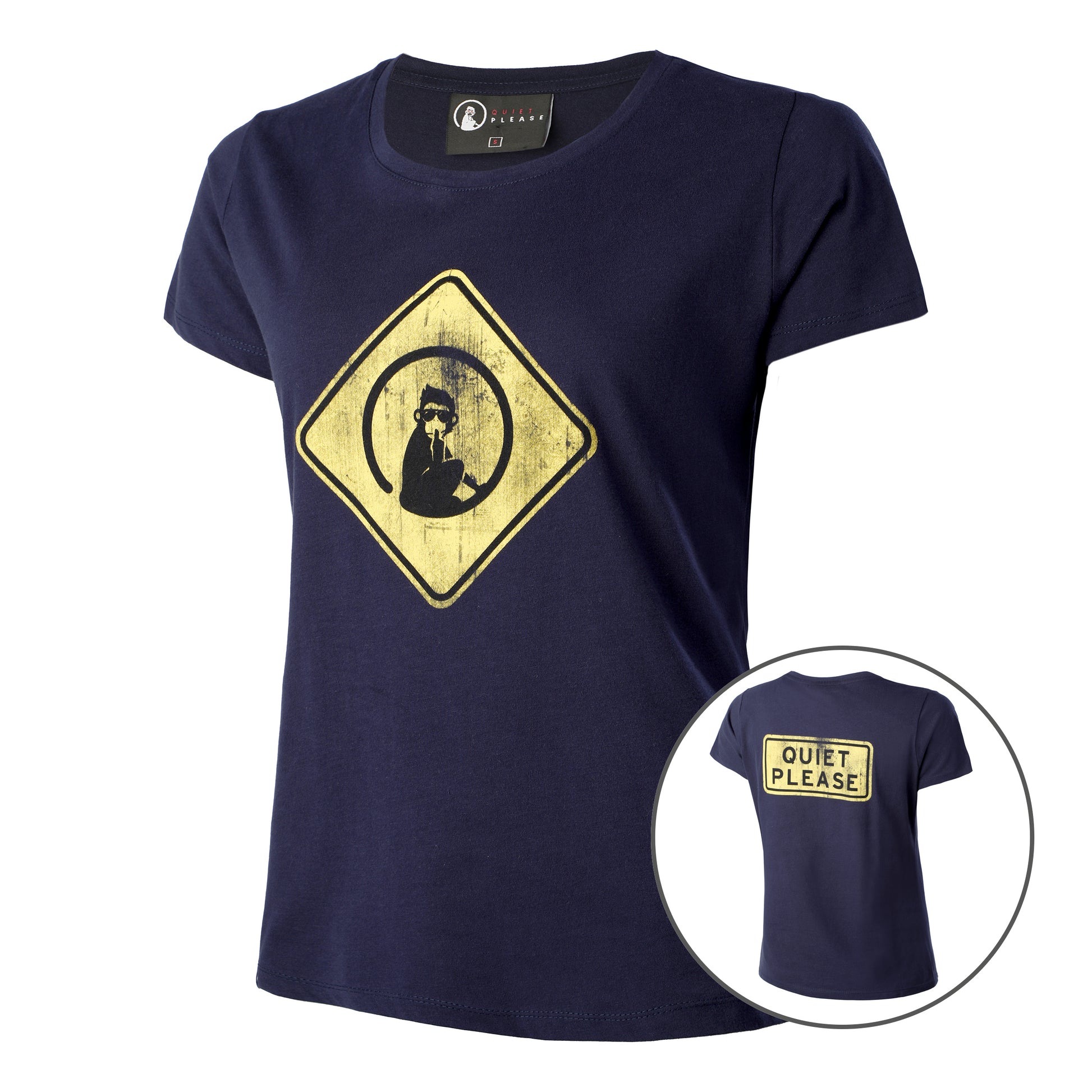 Quiet Please Australia Road Sign T-Shirt Women - dark blue, yellow
