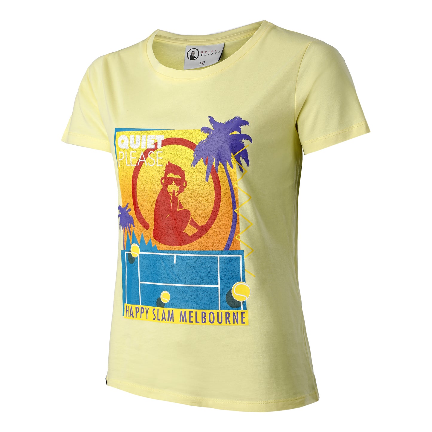 Quiet Please Happy Slam T-Shirt Women-Yellow,Multicoloured