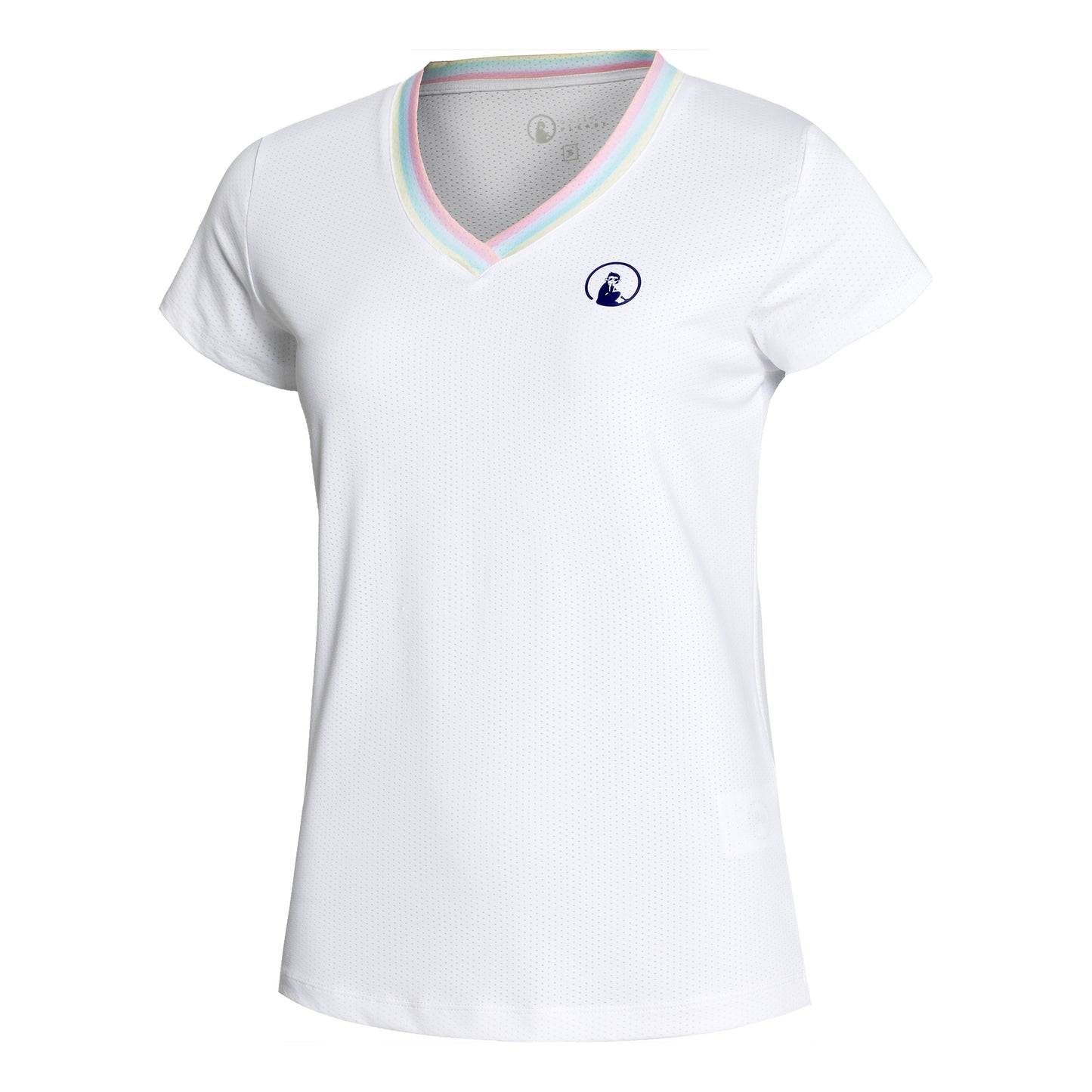 Quiet Please V-Neck T-Shirt Women - white, multicoloured