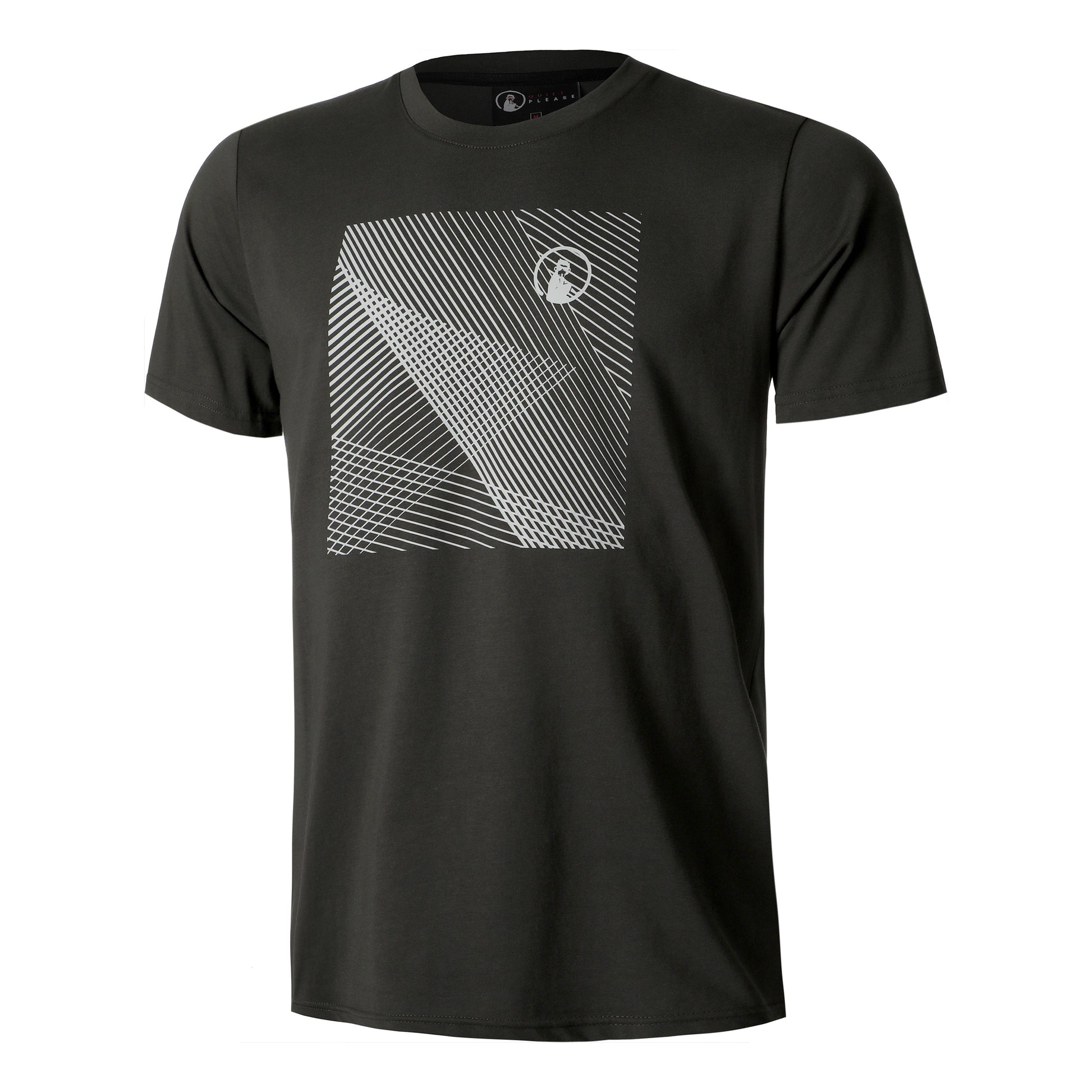 Quiet Please Square Lines T-Shirt Men - anthracite,