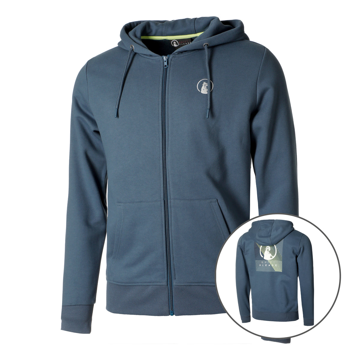 Quiet Please Linear Zip Hoodie Men - blue,