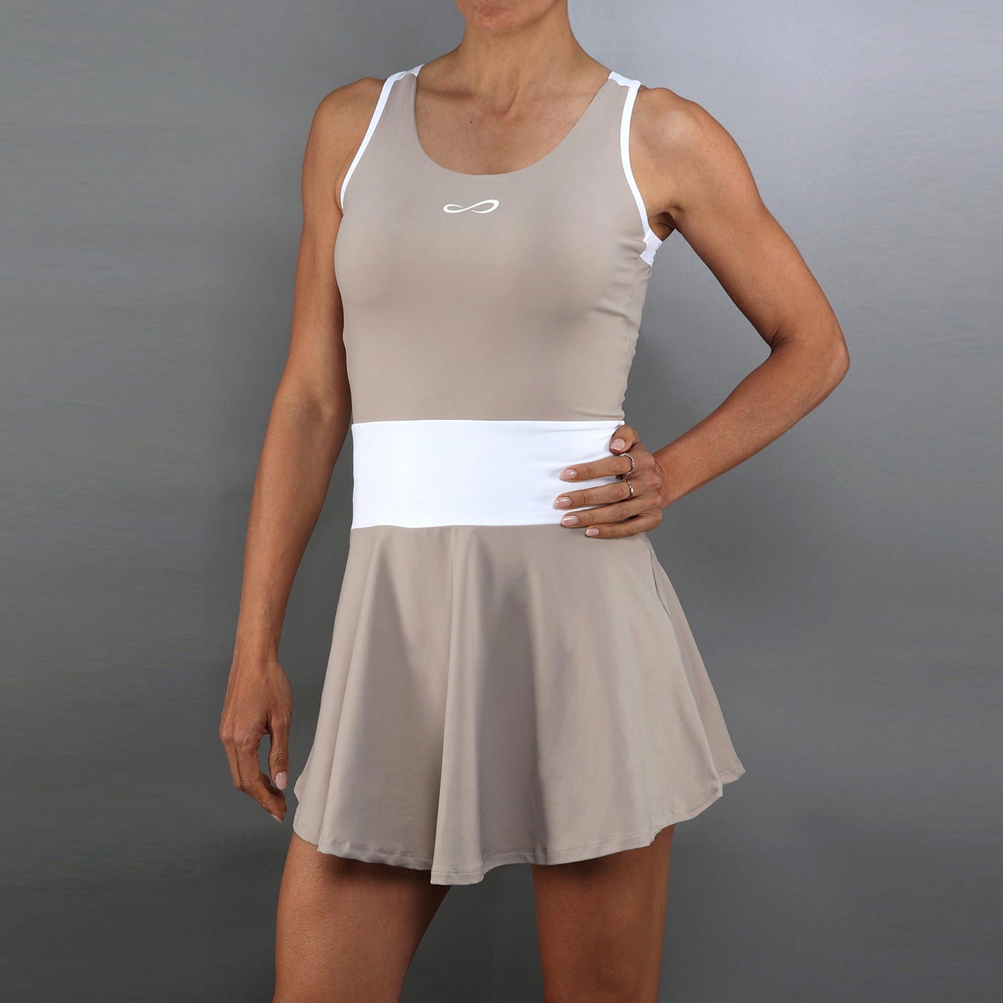 Endless Orbit Dress Women-beige, white