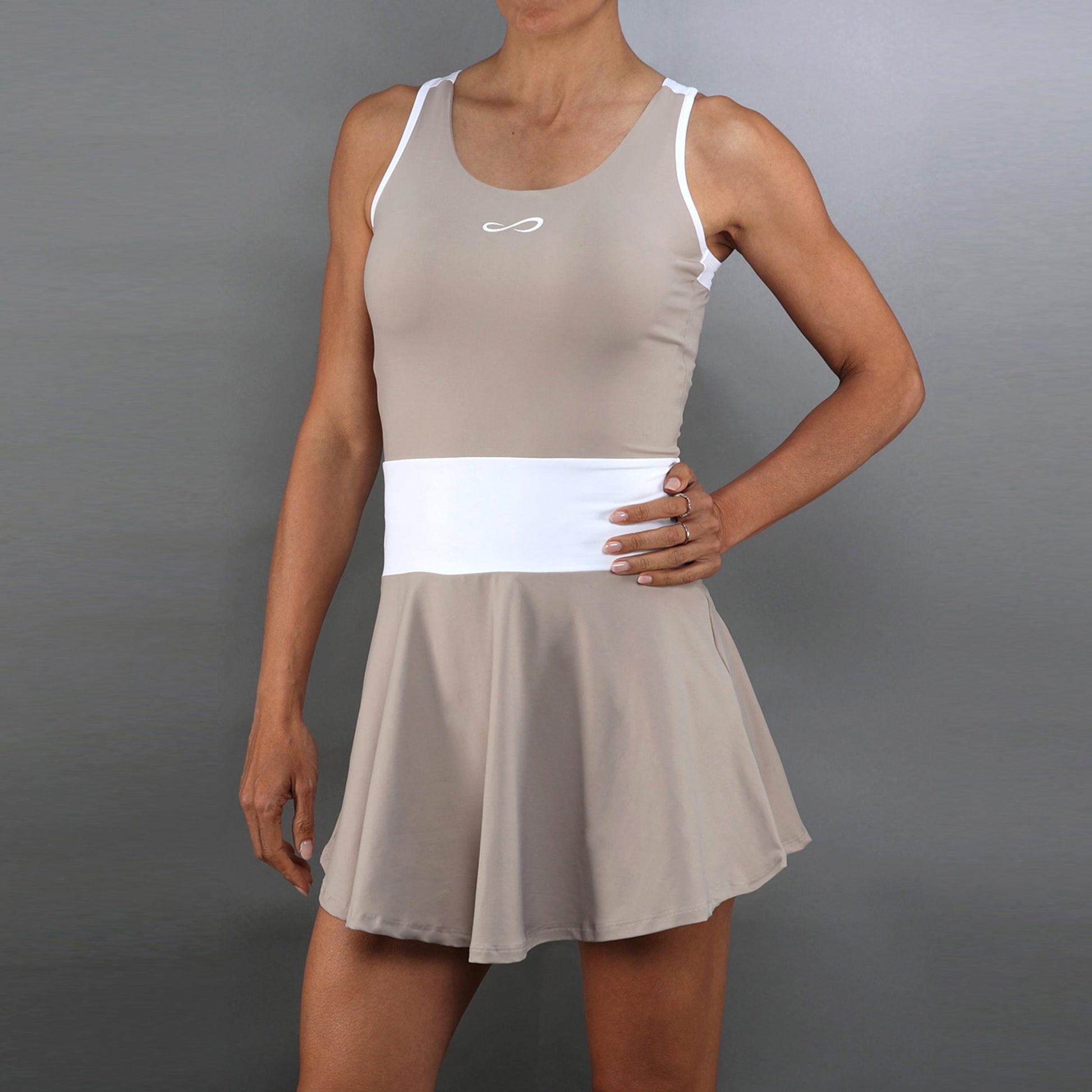 Endless Orbit Dress Women-beige, white