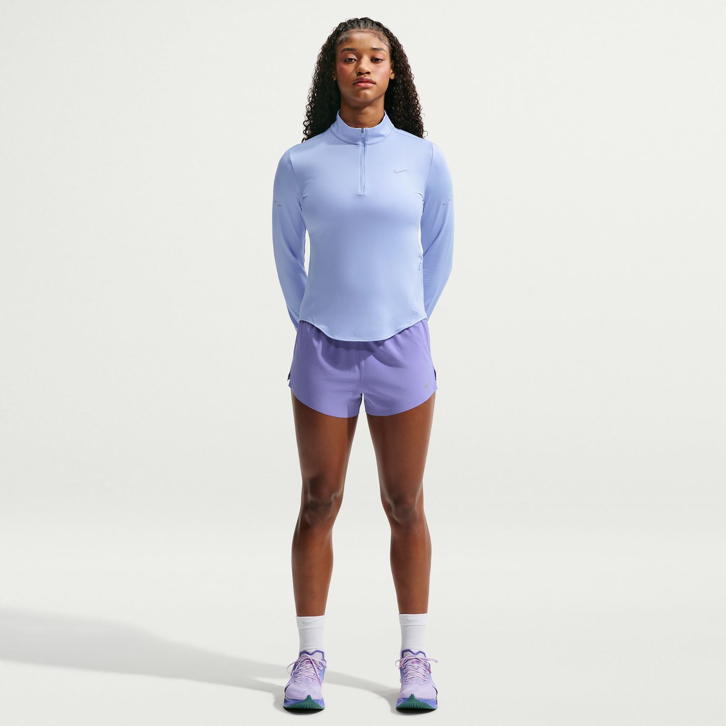 Nike Swift Half-Zip  Running shirt Women - light blue, silver