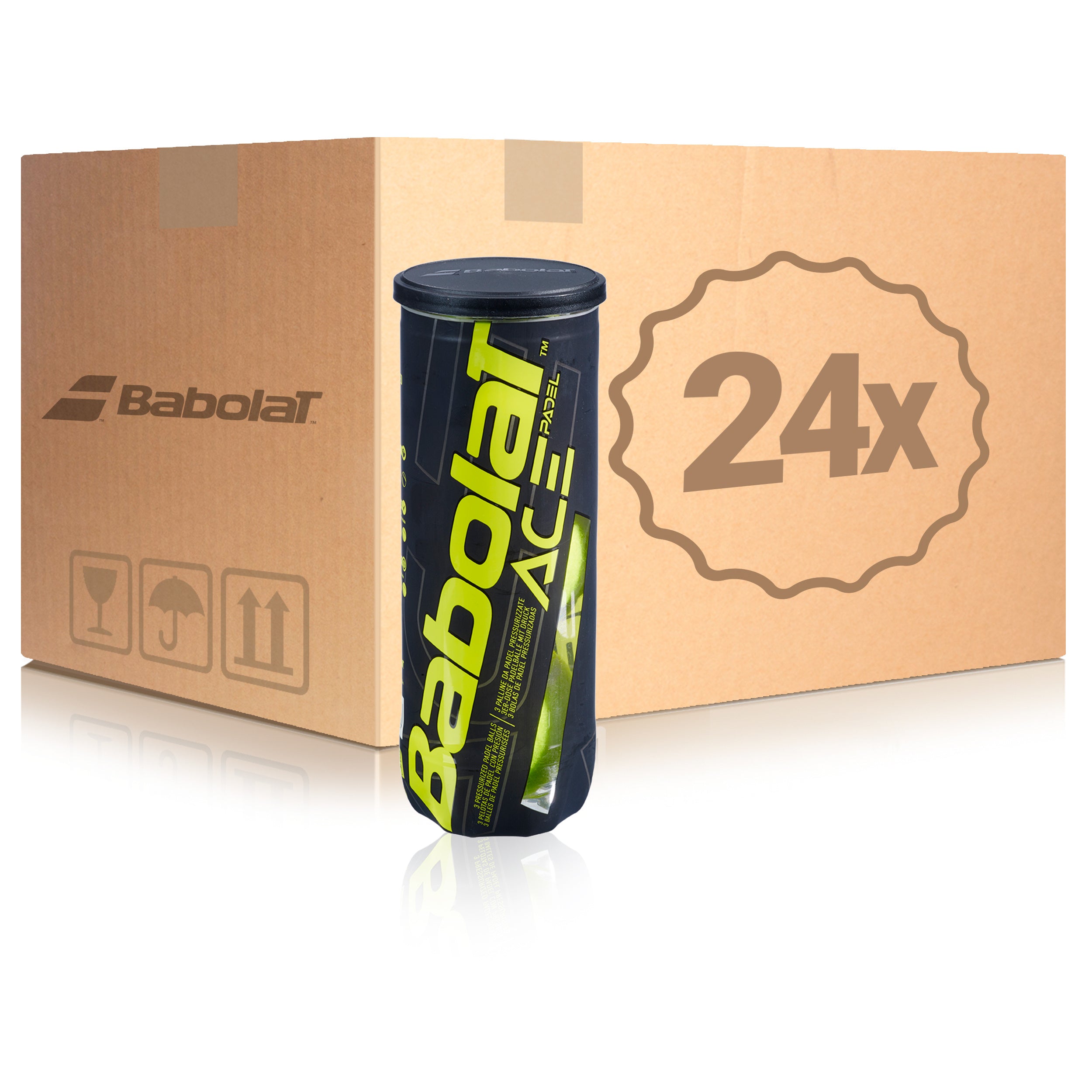 Babolat 24x 3 Ball Tube Ace Padel X3  in a box
