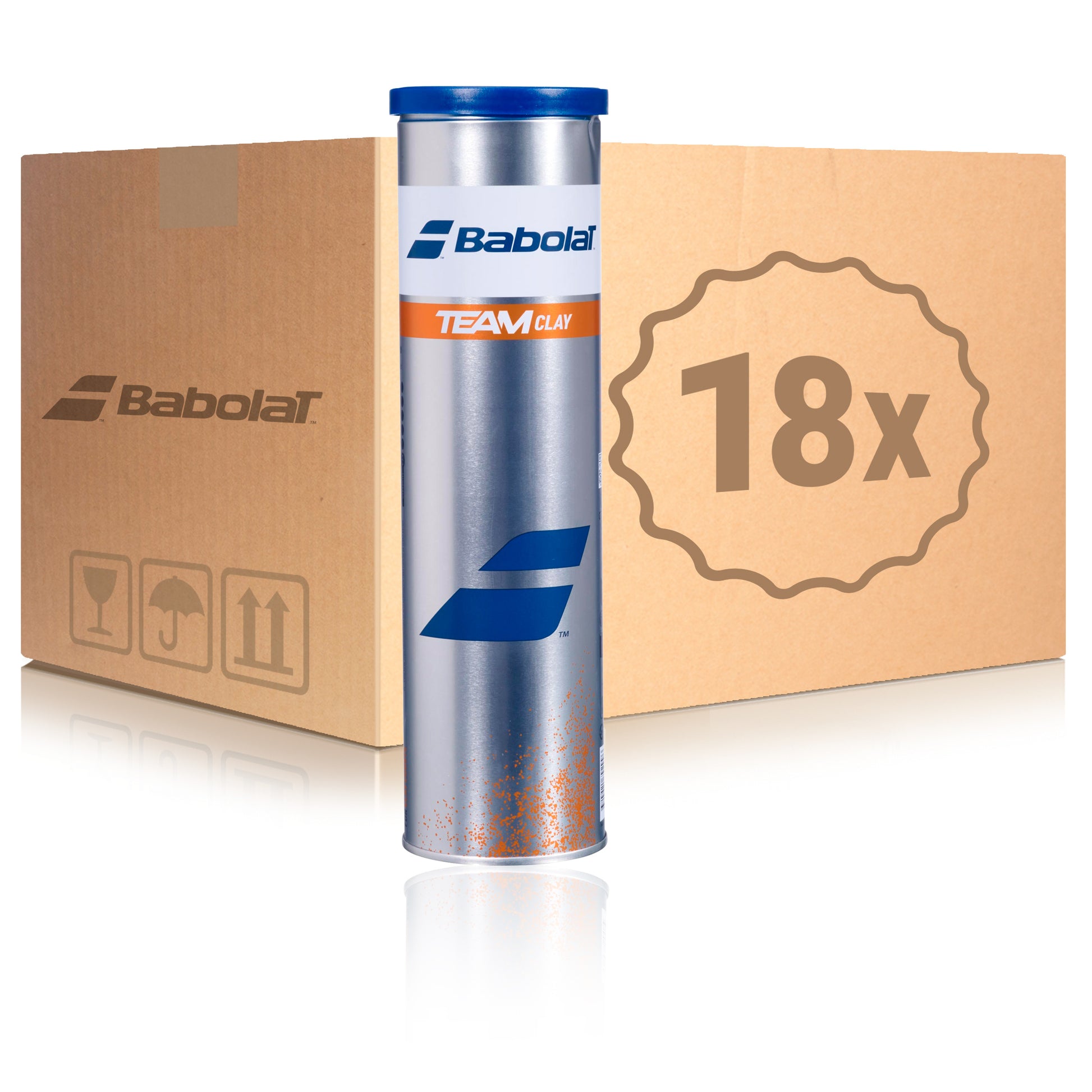 Babolat 18x 4 Ball Tube Team Clay X in a box