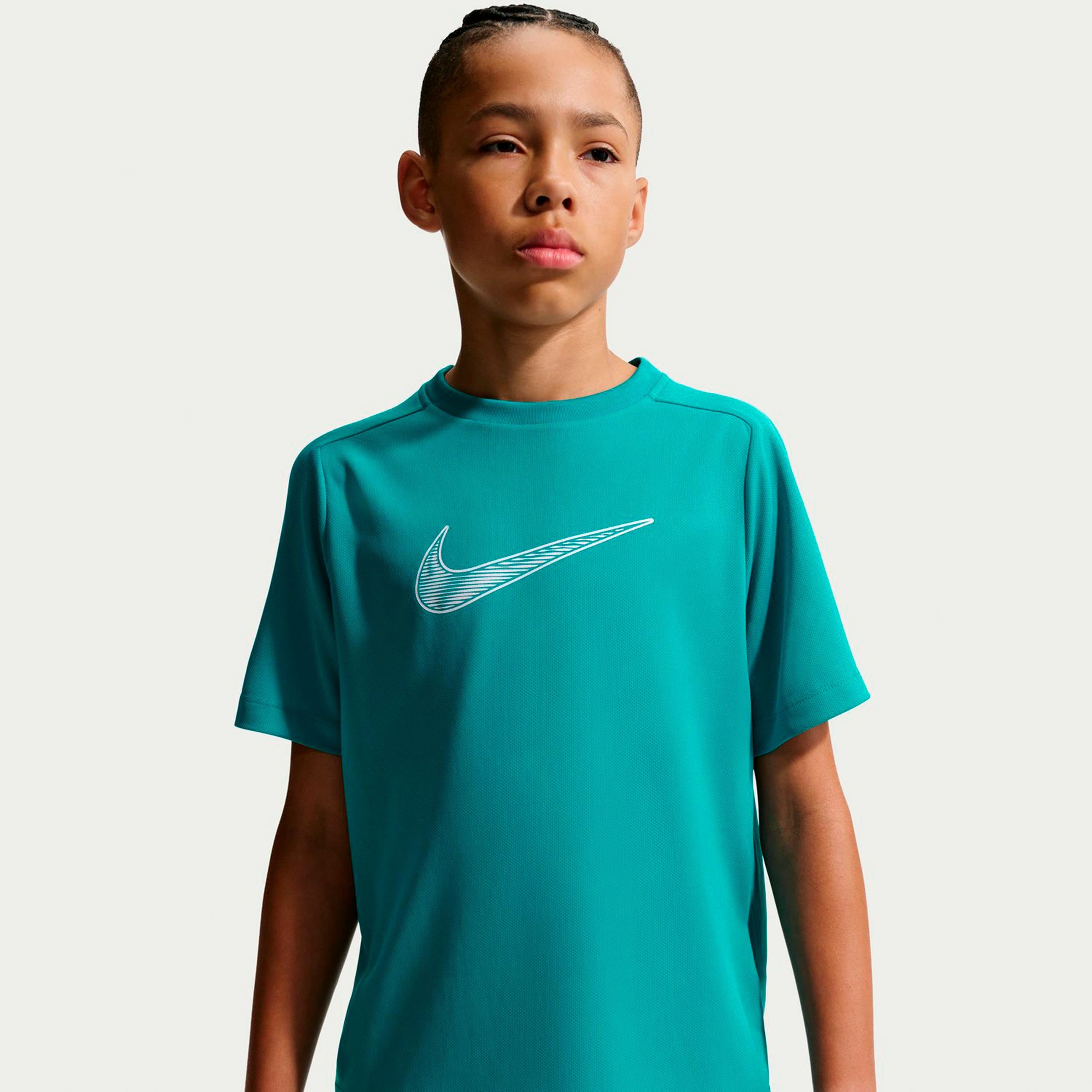 Nike Dri-Fit Multi  T-Shirt Kids - petrol, white