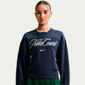 Court Fleece Crew Sweatshirt Women-dark blue, cream