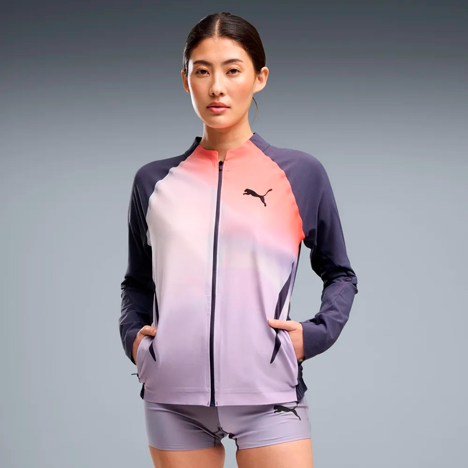 Puma Lightspeed Ultraweave Graphic  Running jacket Women - grey, orange
