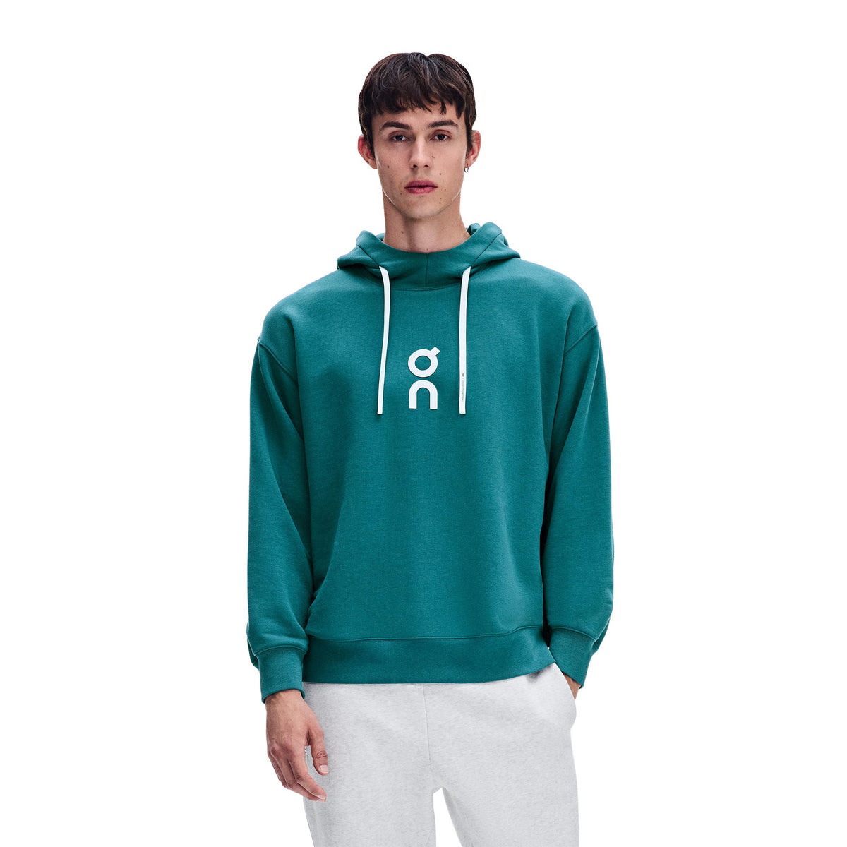 On Club Hoody Men - petrol, white