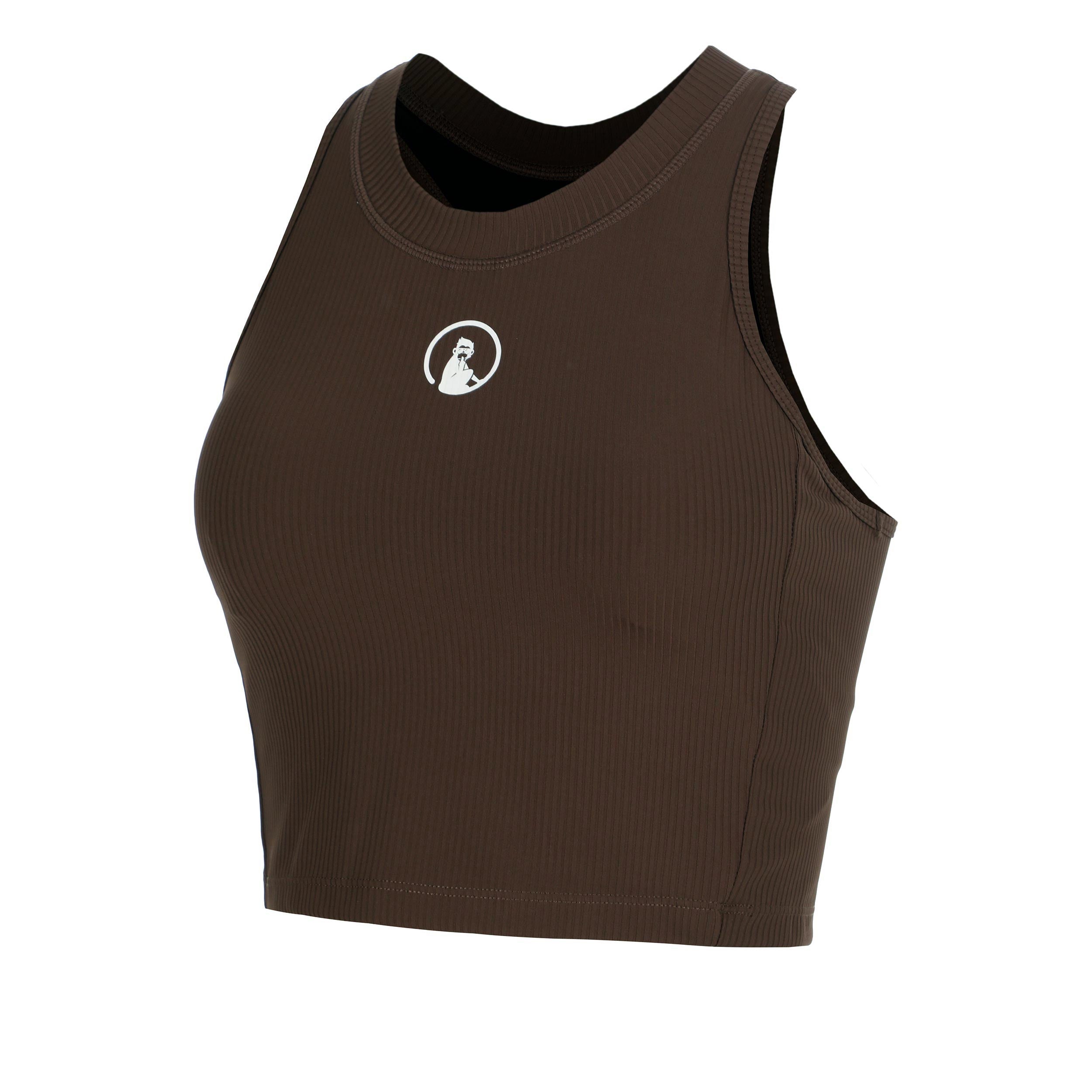 Quiet Please Memories Rib Crop Tank Top Women - brown