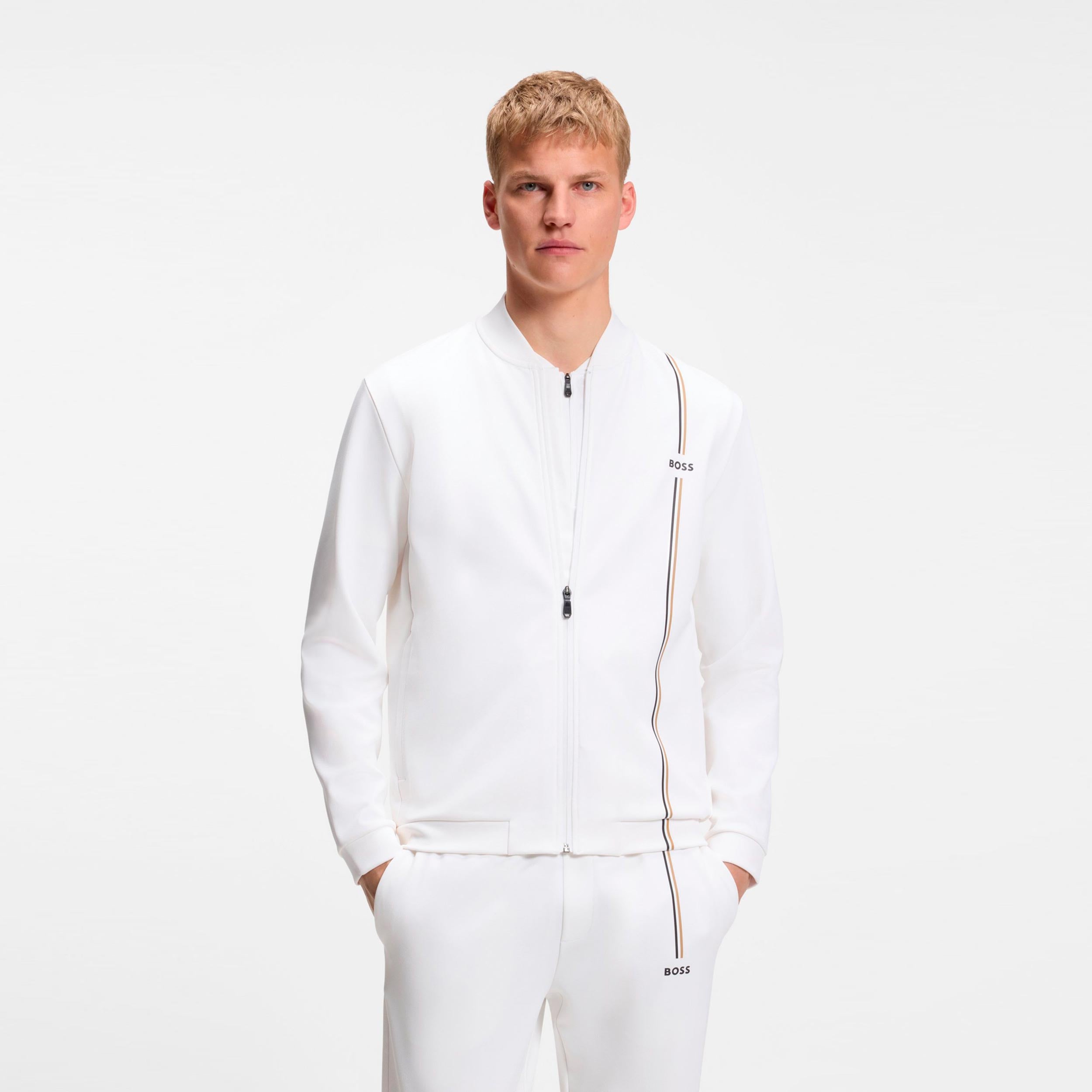 BOSS Game Full Zip Zip Hoodie Men - white