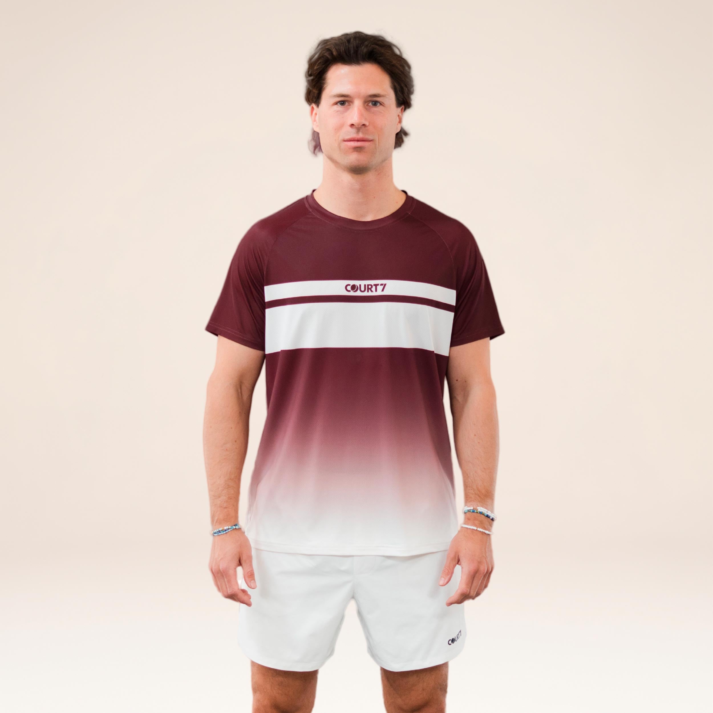 COURT7 Performance Gradient Stripe T-Shirt Men - red