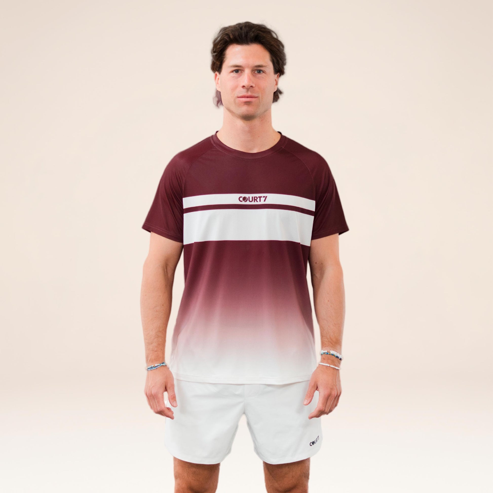 COURT7 Performance Gradient Stripe T-Shirt Men - red