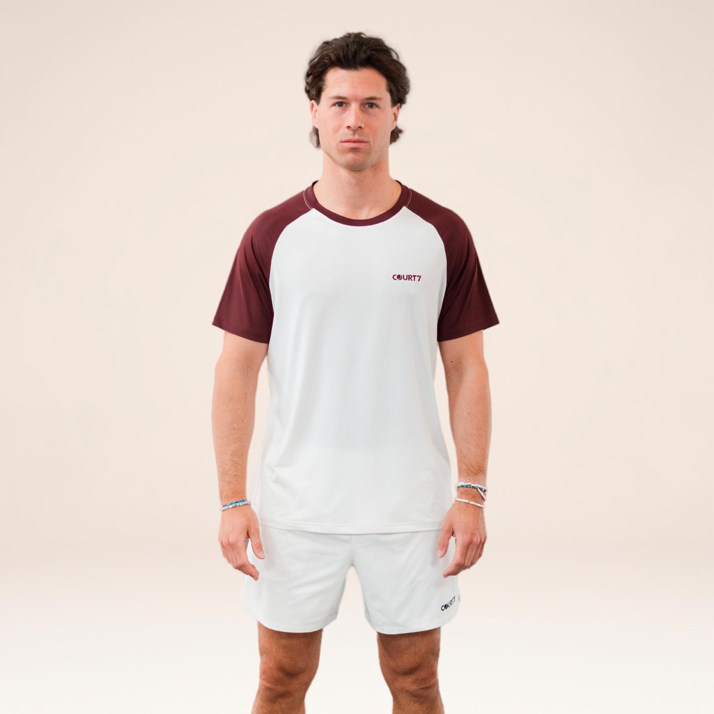 COURT7 Performance Raglan Contrast T-Shirt Men - off white, red