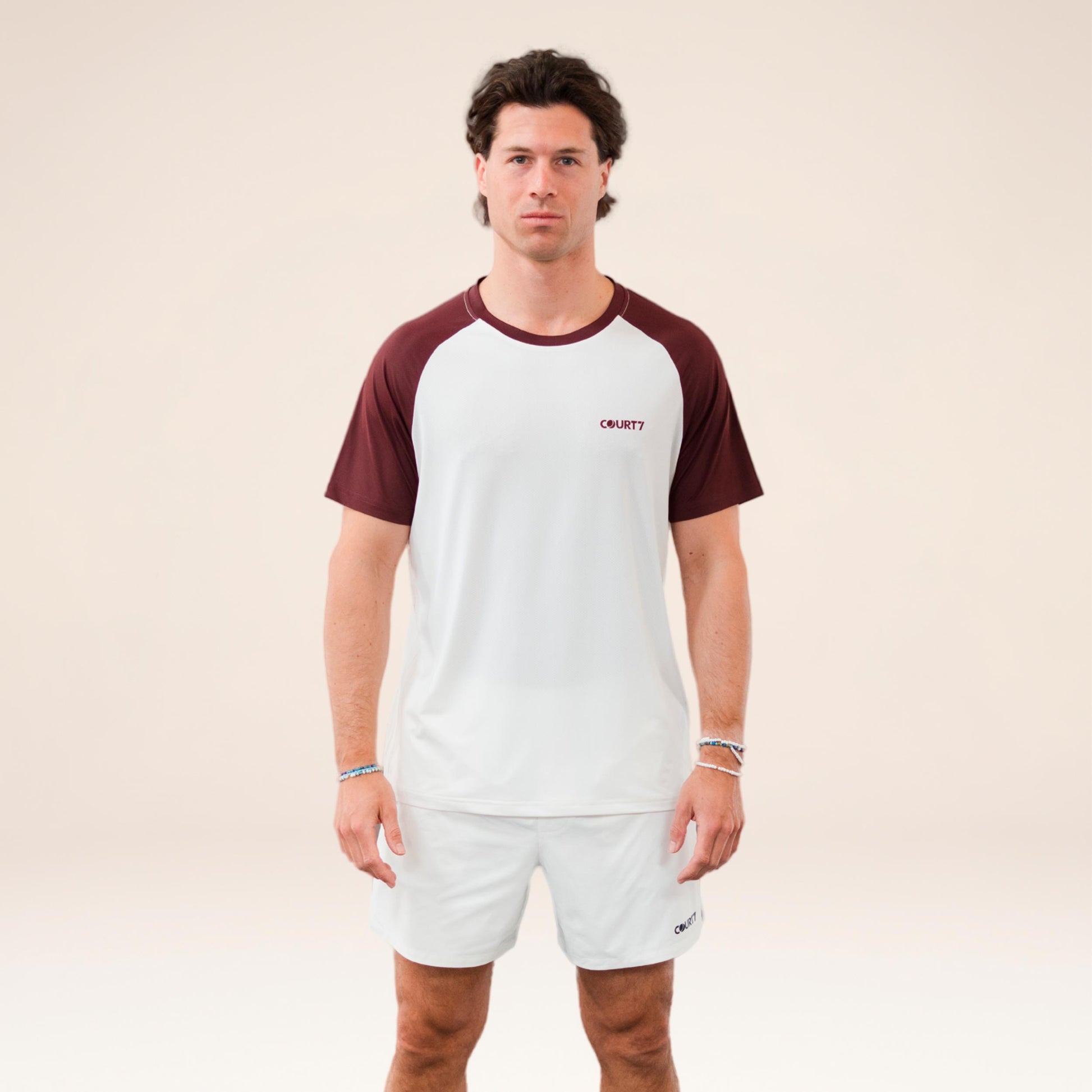 COURT7 Performance Raglan Contrast T-Shirt Men - off white, red