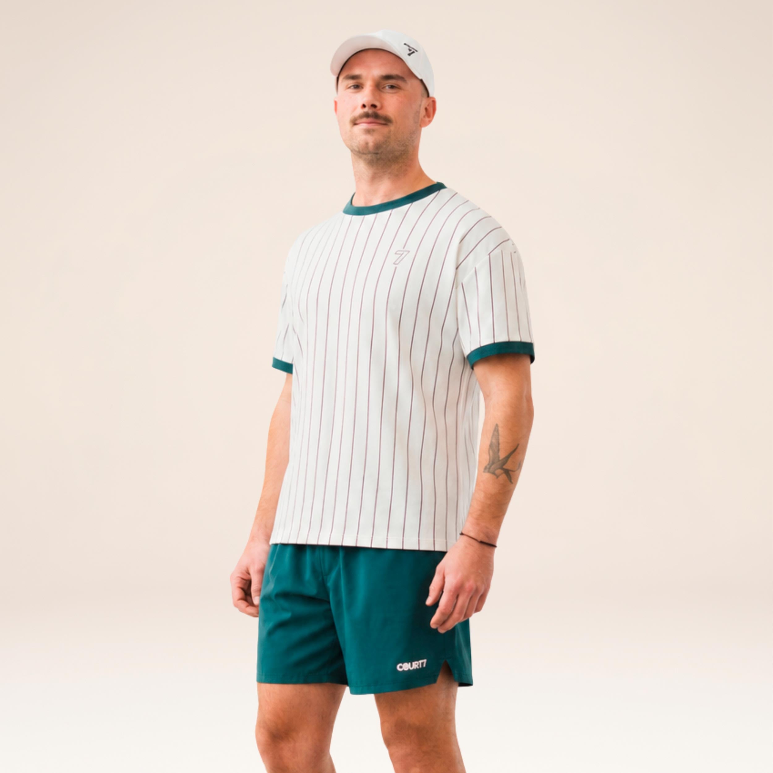 COURT7 AD-IN Stripes 2.0 T-Shirt Unisex - off white, dark green
